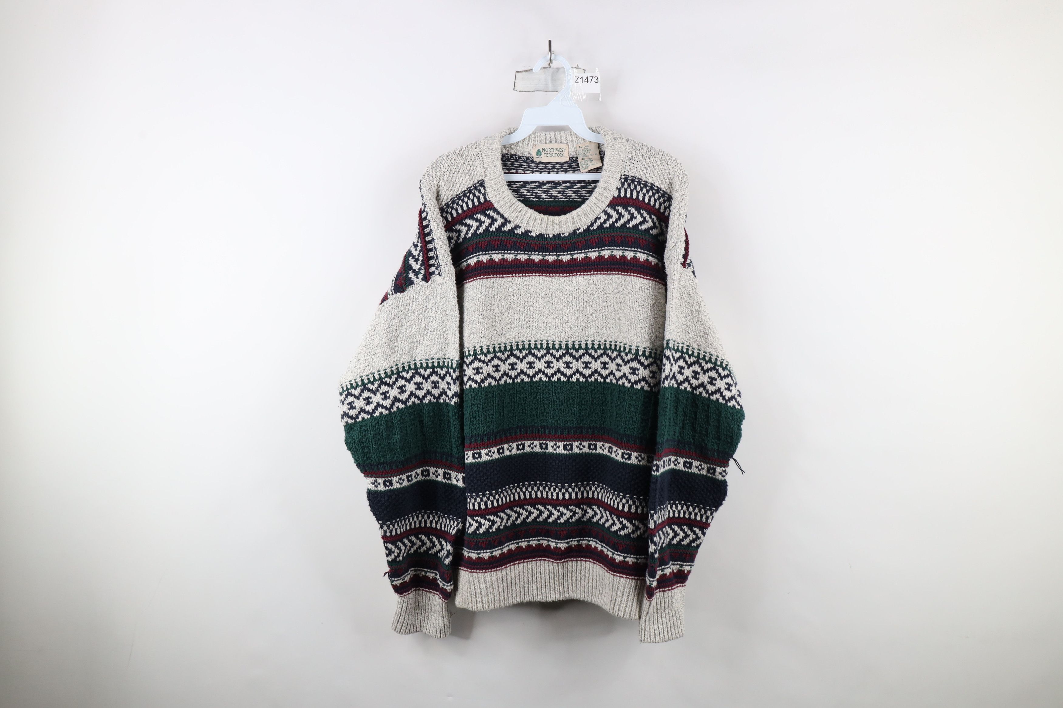 Vintage Vintage 90s Streetwear Heavy Fair Isle Knit Sweater USA Size US L / EU 52-54 / 3 - 1 Thumbnail