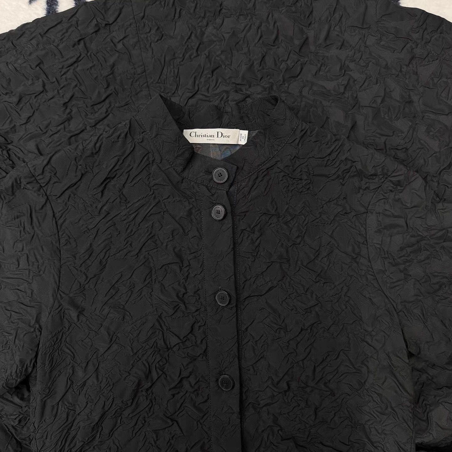 Dior Dior Black Short SleeveDresswith3D Embossed Seersucker Q10 Size L / US 10 / IT 46 - 4 Thumbnail