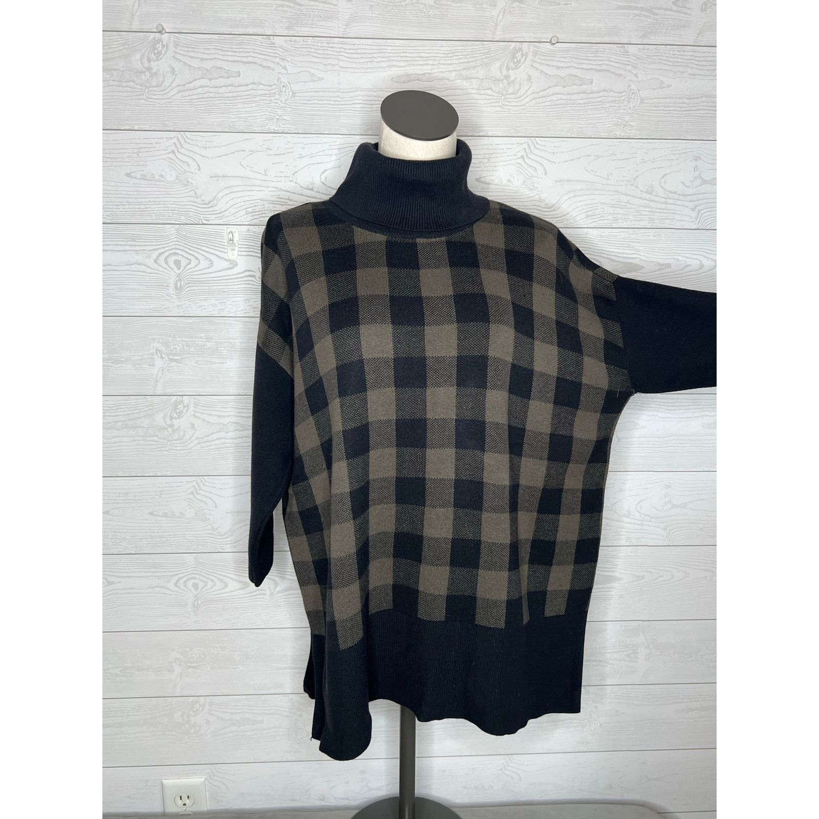 Loft Loft Outlet black/taupe buffalo check sweater Size Large Size L / US 10 / IT 46 - 2 Thumbnail