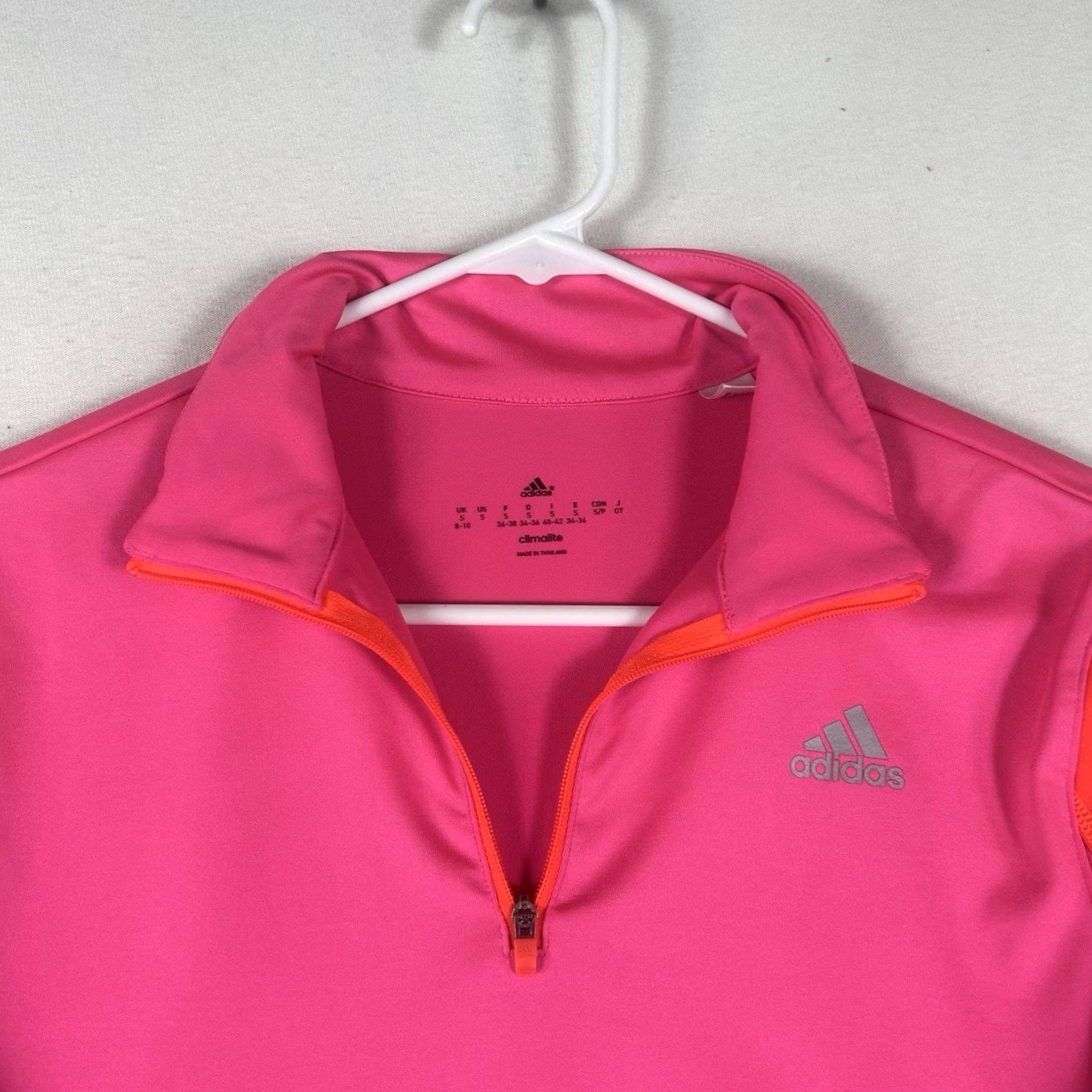 Adidas Adidas Climalite 1/4 Zip Running Shirt Womens Small Pullover Top Pink Thumbholes Size S / US 4 / IT 40 - 2 Thumbnail