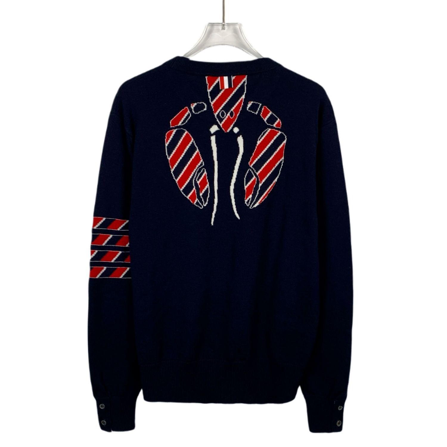 Thom Browne Thom Browne Navy Lobster Wool Sweater With Red & White Strip Size XS / US 0-2 / IT 36-38 - 2 Thumbnail