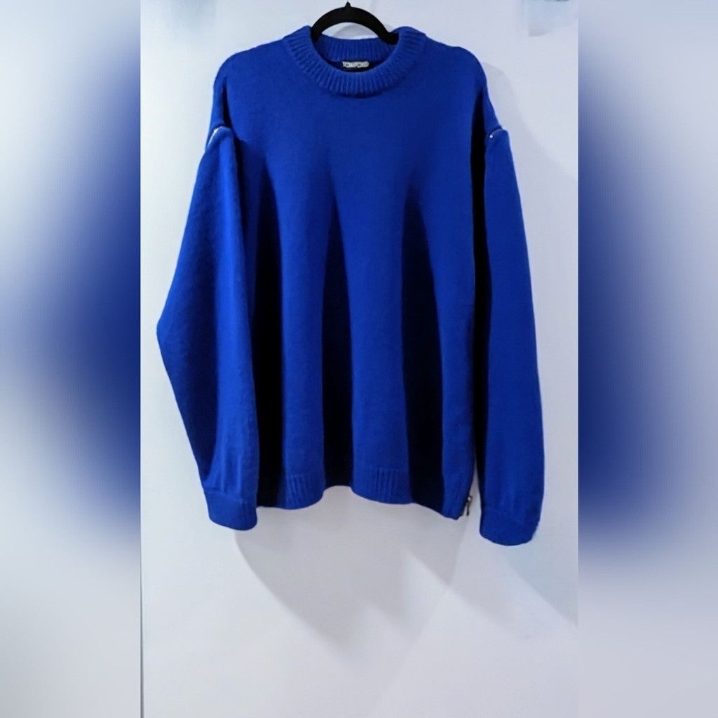 Tom Ford Tom Ford Royal Blue Cashmere Sweater With Zipper Detailing Size L / US 10 / IT 46 - 6 Thumbnail