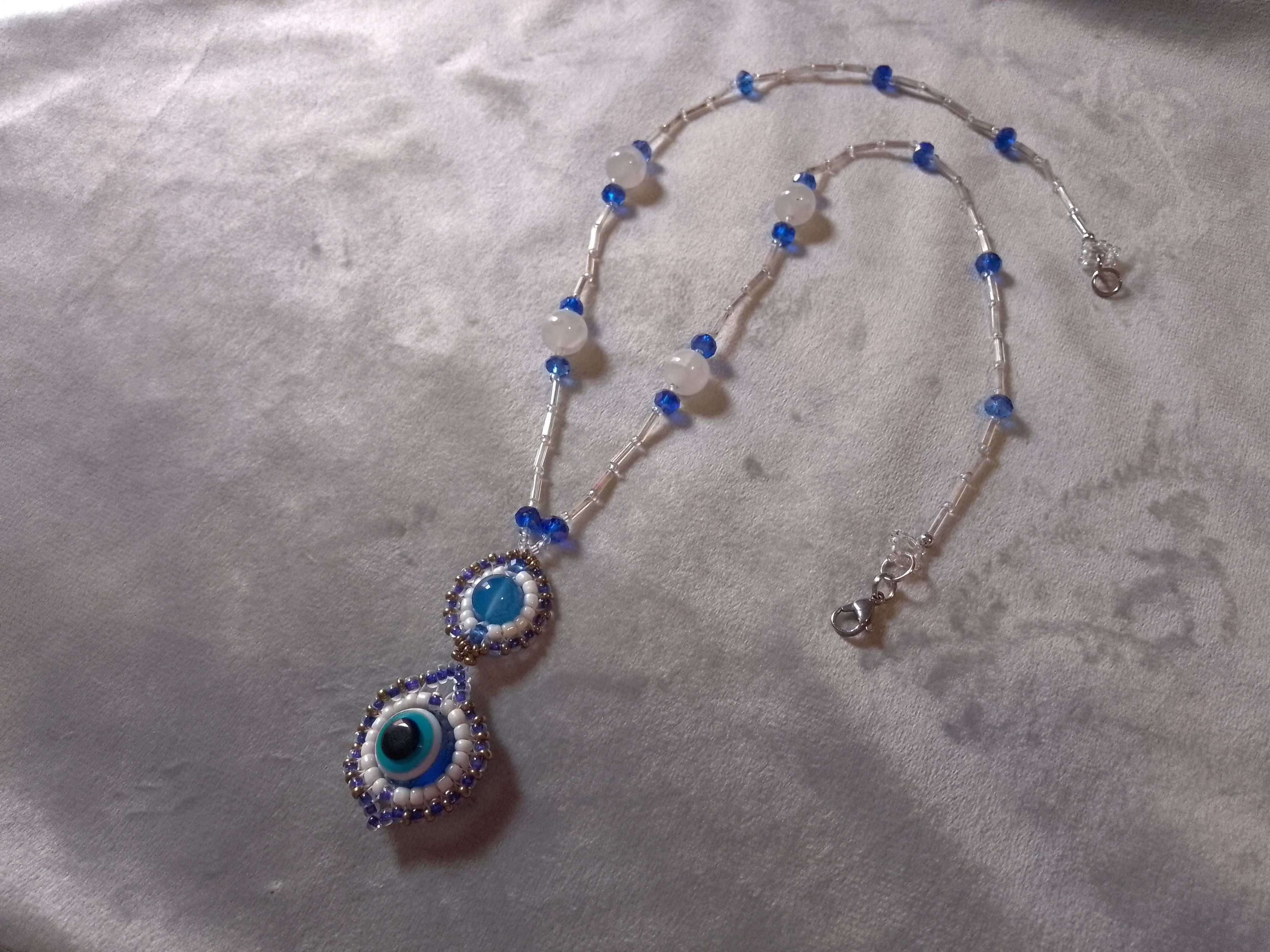 Handmade Talisman Necklaces eye of Nazar pendant Agate gemstones Size ONE SIZE - 11 Thumbnail