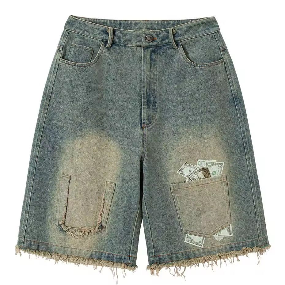 Designer × Vintage Patchwork Streetwear Washed Retro Loose Hip Hop Shorts Size US 32 / EU 48 - 5 Thumbnail