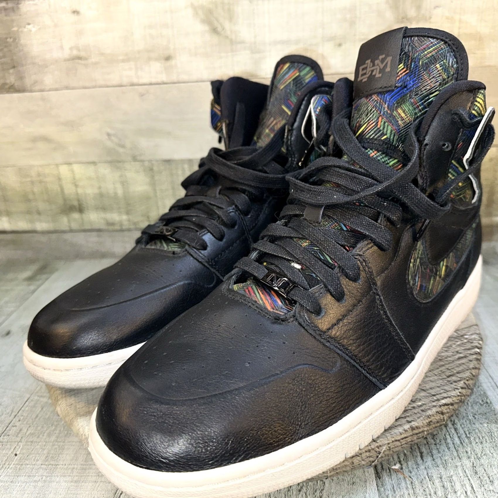 Jordan Brand Jordan Air Jordan 1 Retro High Nouveau BHM 2016 Black High Top Men's Leather Shoes Sneaker Basketball Lace Up Rubber Outsole 11.5 US 42 EU Size US L / EU 52-54 / 3 - 3 Thumbnail