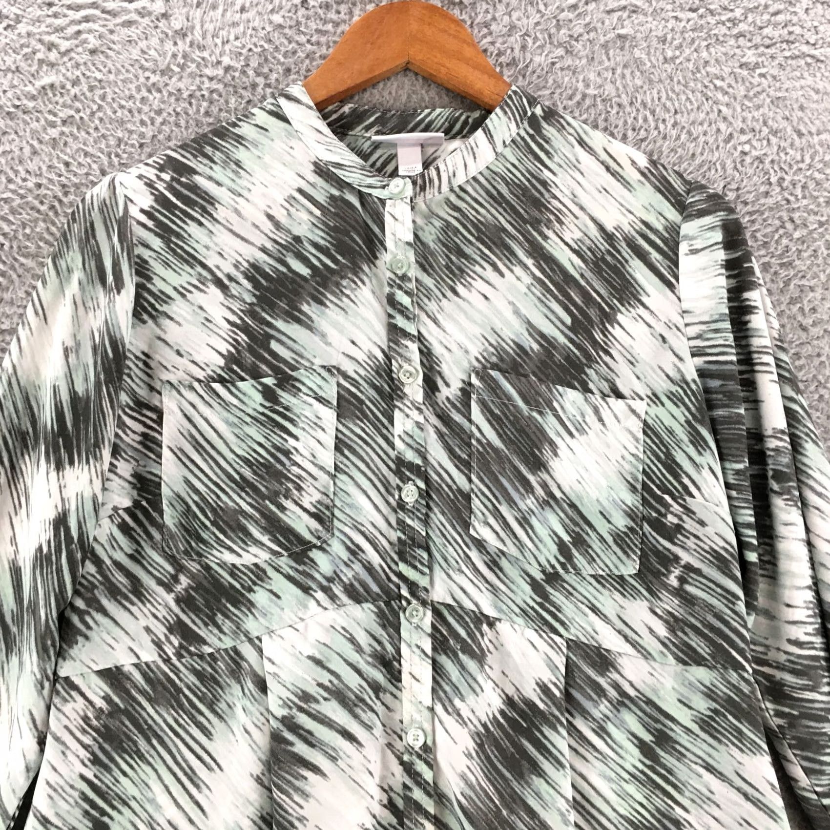 Vintage Liz Lange Maternity Shirt Dress Womens M Blue Grey Button Up Long Sleeve Casual Size M / US 6-8 / IT 42-44 - 2 Thumbnail