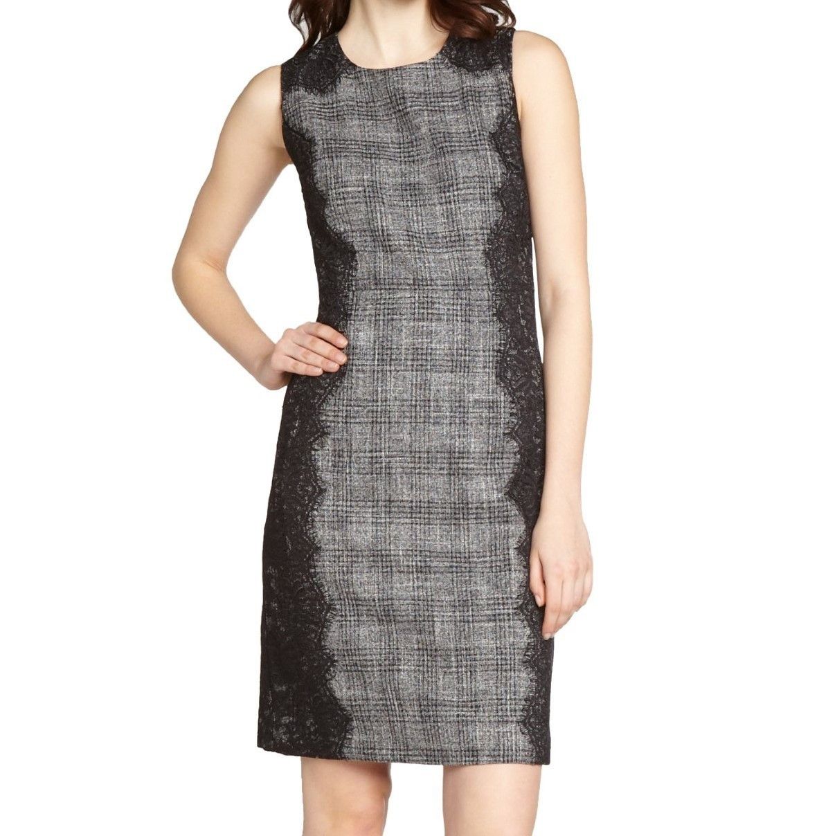 Other Chetta B Black Plaid & Lace Sleeveless Dress NWT MSRP $158 Size M / US 6-8 / IT 42-44 - 2 Thumbnail