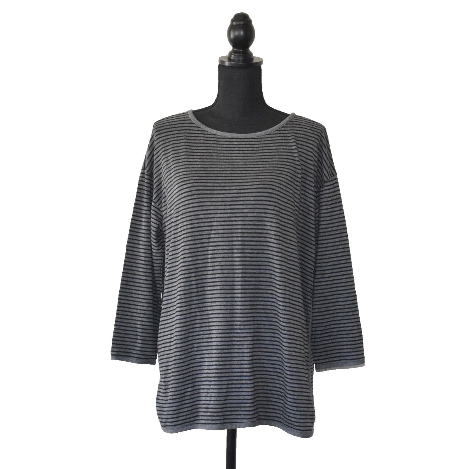 Eileen Fisher NEW EILEEN FISHER Striped Tencel 3/4 Sleeve Sweater Size PM Size M / US 6-8 / IT 42-44 - 1 Thumbnail