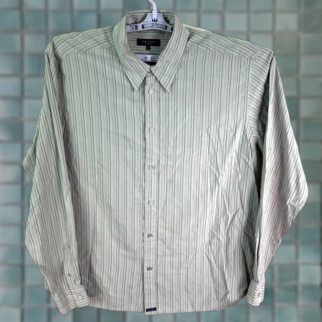 Ted Baker Ted Baker Striped Button-Up Shirt Mens Size 6 2XL Gray Long Sleeve Collared Classic Ted Baker Shirt Size US S / EU 44-46 / 1 - 1 Thumbnail