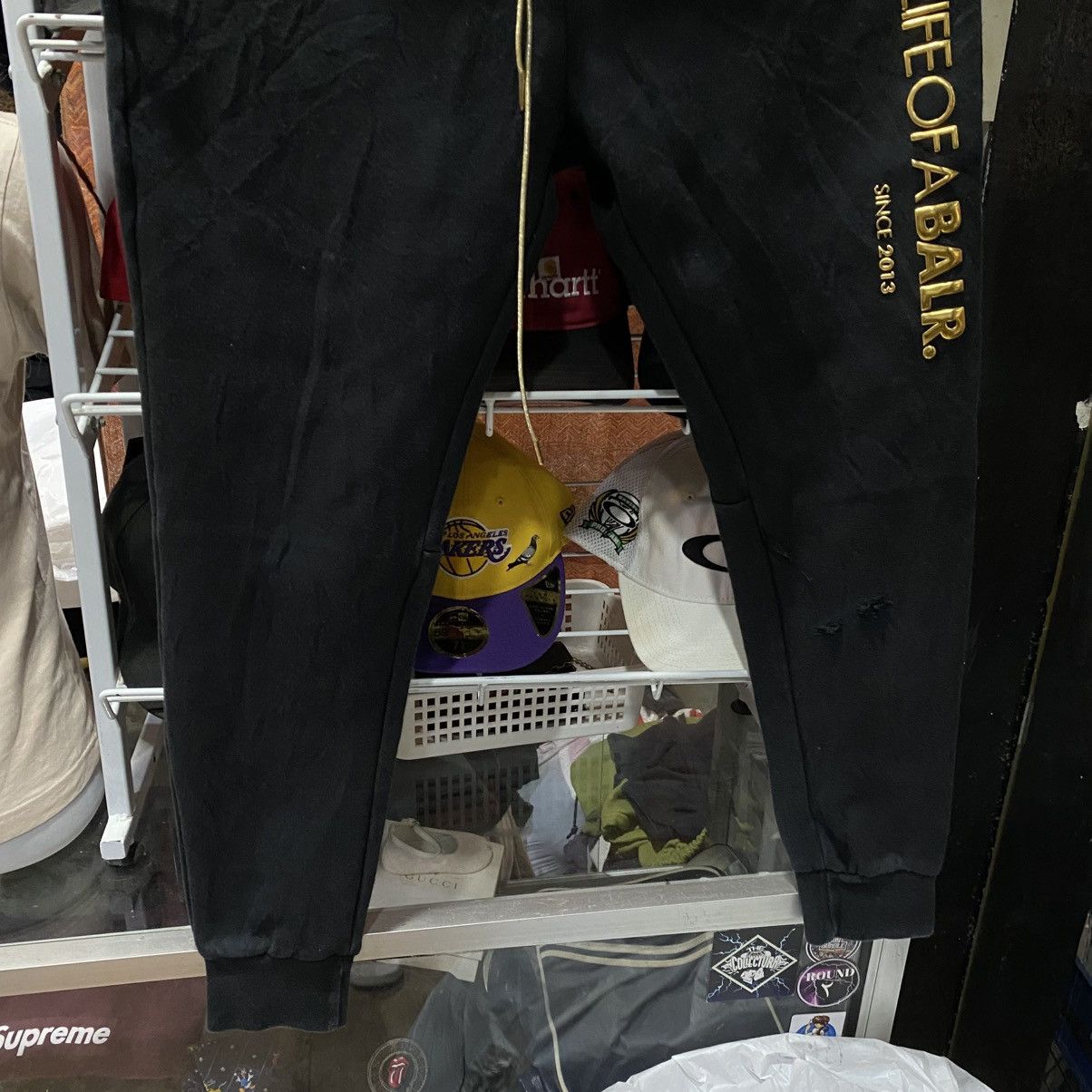 BAL BALR. Black Sweatpants - "LIFE OF A BALR." Gold Logo Joggers Size US 32 / EU 48 - 4 Thumbnail