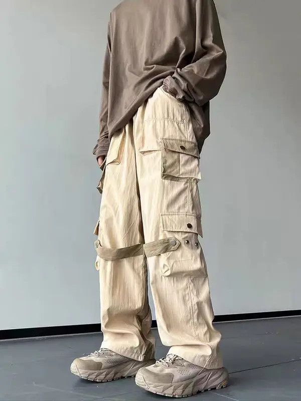 VIBE Khaki High Street Vintage Loose Fit Work Pants Size US 30 / EU 46 - 7 Thumbnail