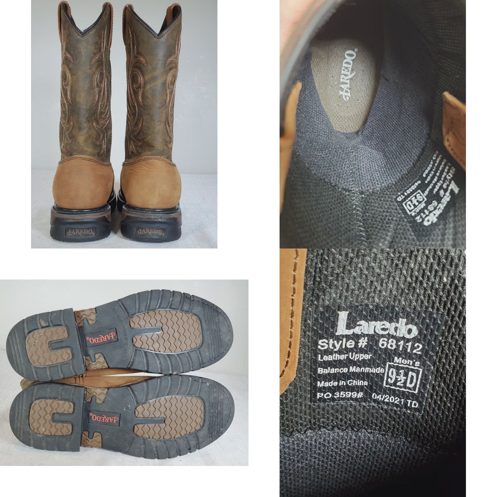 Vintage Laredo Hammer Waterproof Work Boots Cowboy Round Men's Tan US 9.5 D Size US 13 / EU 46 - 8 Thumbnail