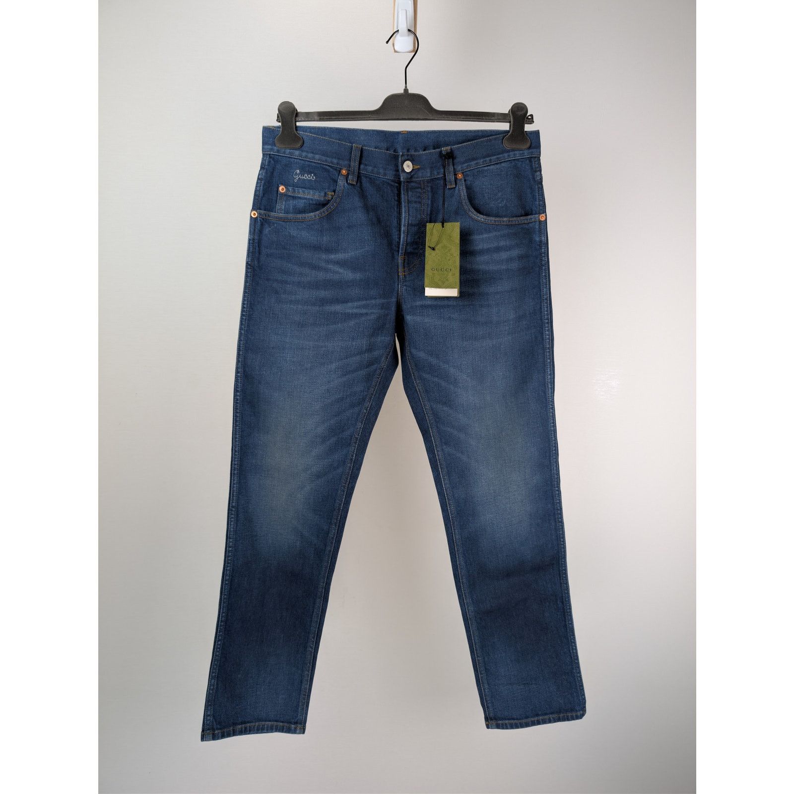 Gucci o1rshd1 Tapered Pant 5 Pocket Washed Stretch Denim Jean Size US 33 - 1 Thumbnail
