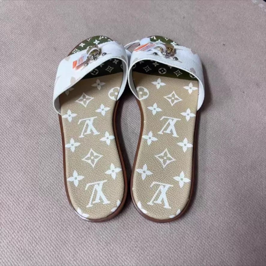 Louis Vuitton LV Monogram brown white colorblocked slippers 38 EU Size US 7.5 / IT 37.5 - 2 Thumbnail