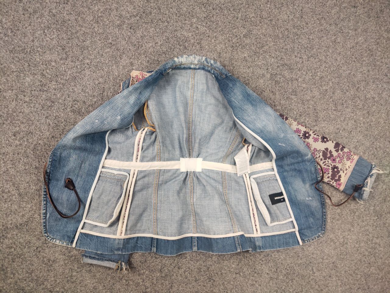 Dsquared2 Design Denim Patchwork Flower string Blazer Jacket