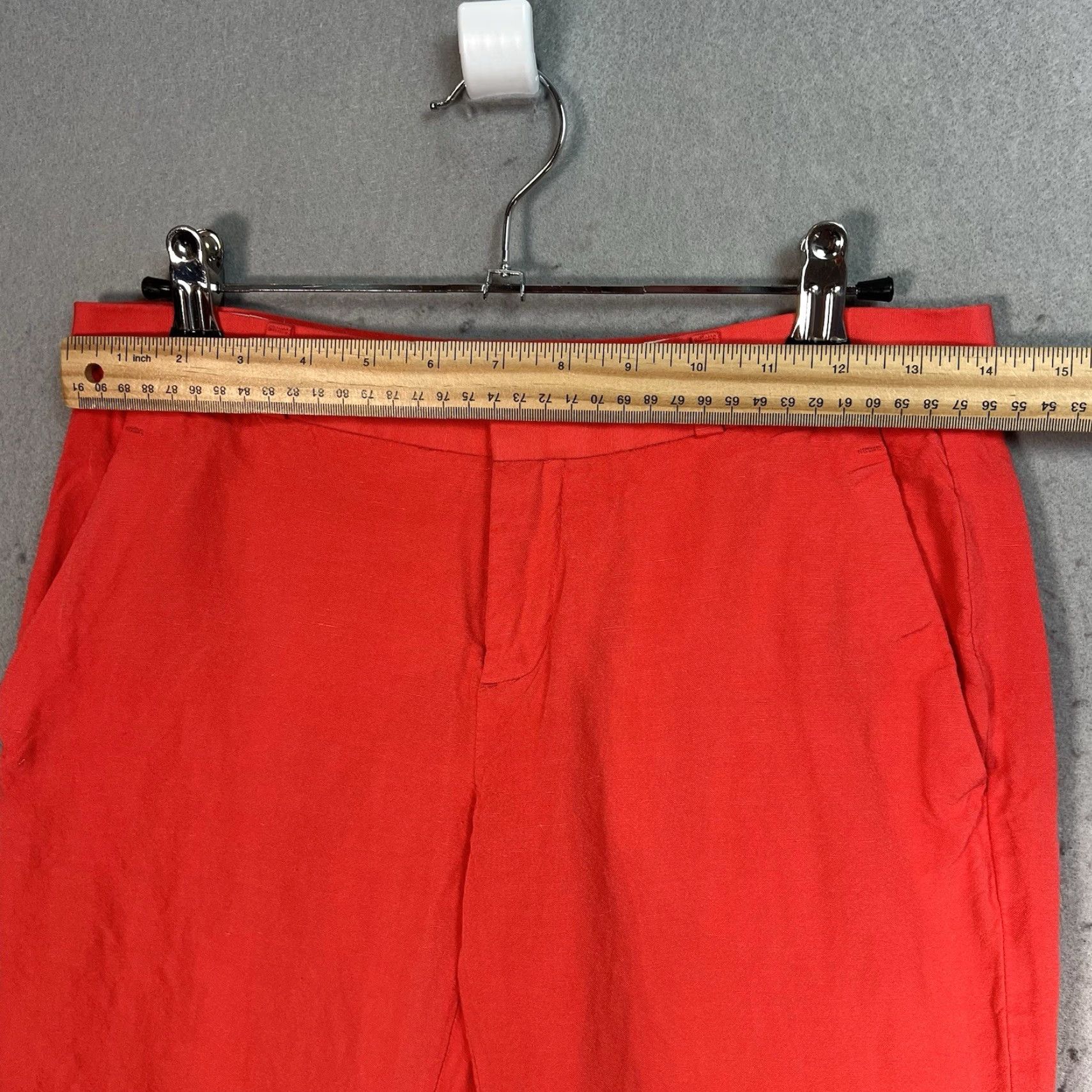 Banana Republic VINTAGE Banana Republic Logan Capri Pants Womens 0P Red Linen Blend Size 25" / US 0 / IT 36 - 3 Thumbnail