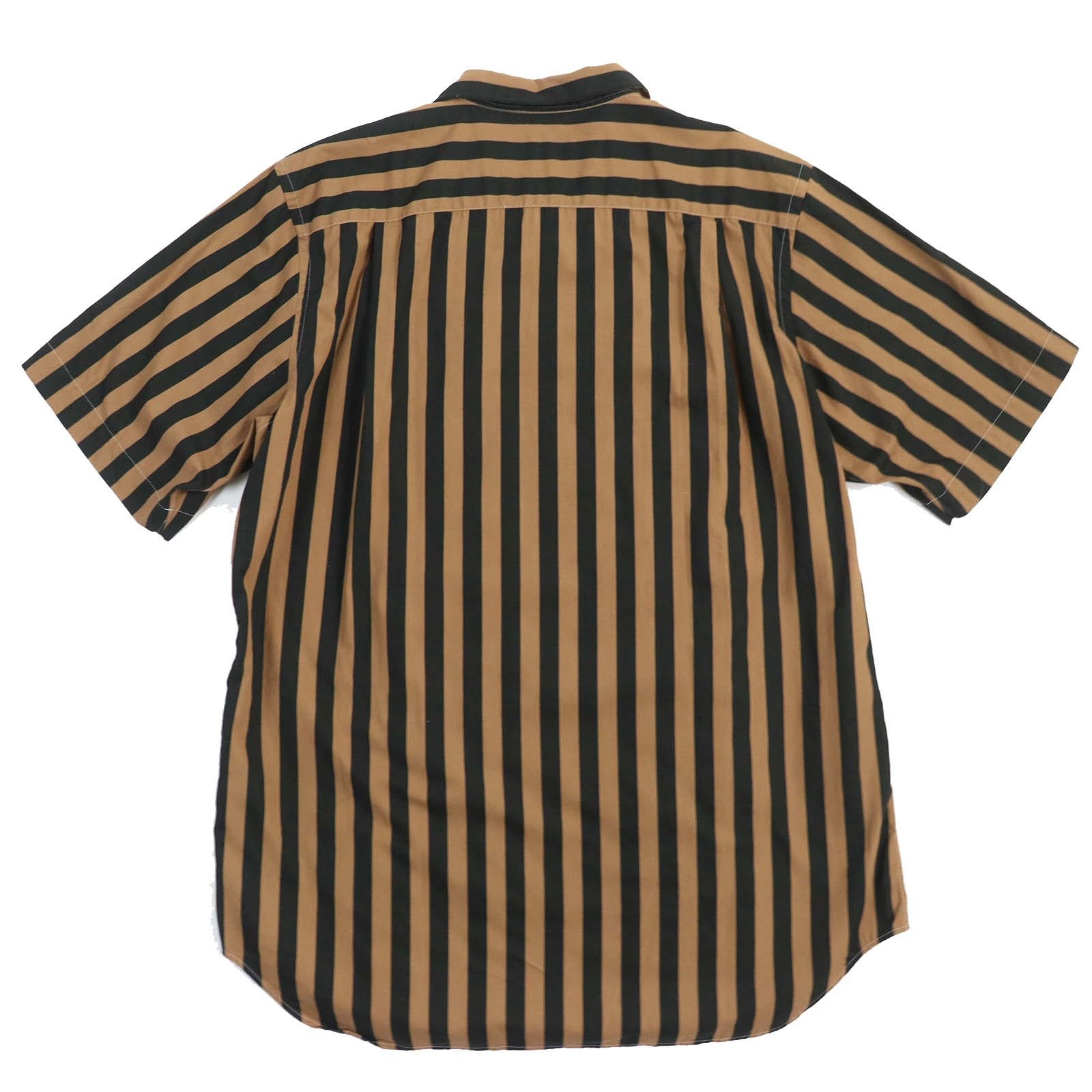 Comme des Garcons Homme Plus Shirt Cotton Short Sleeve Button Up Stripes Brown Black Size US M / EU 48-50 / 2 - 2 Thumbnail