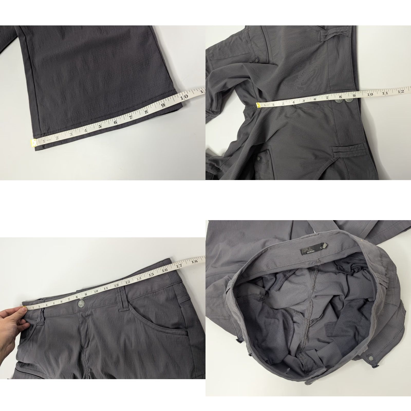 Prana PrAna Women's Pants Gray Convertible Cargo Hiking Regular 10 Roll Up Quick Dry Nylon Spandex Size 32" / US 10 / IT 46 - 8 Thumbnail