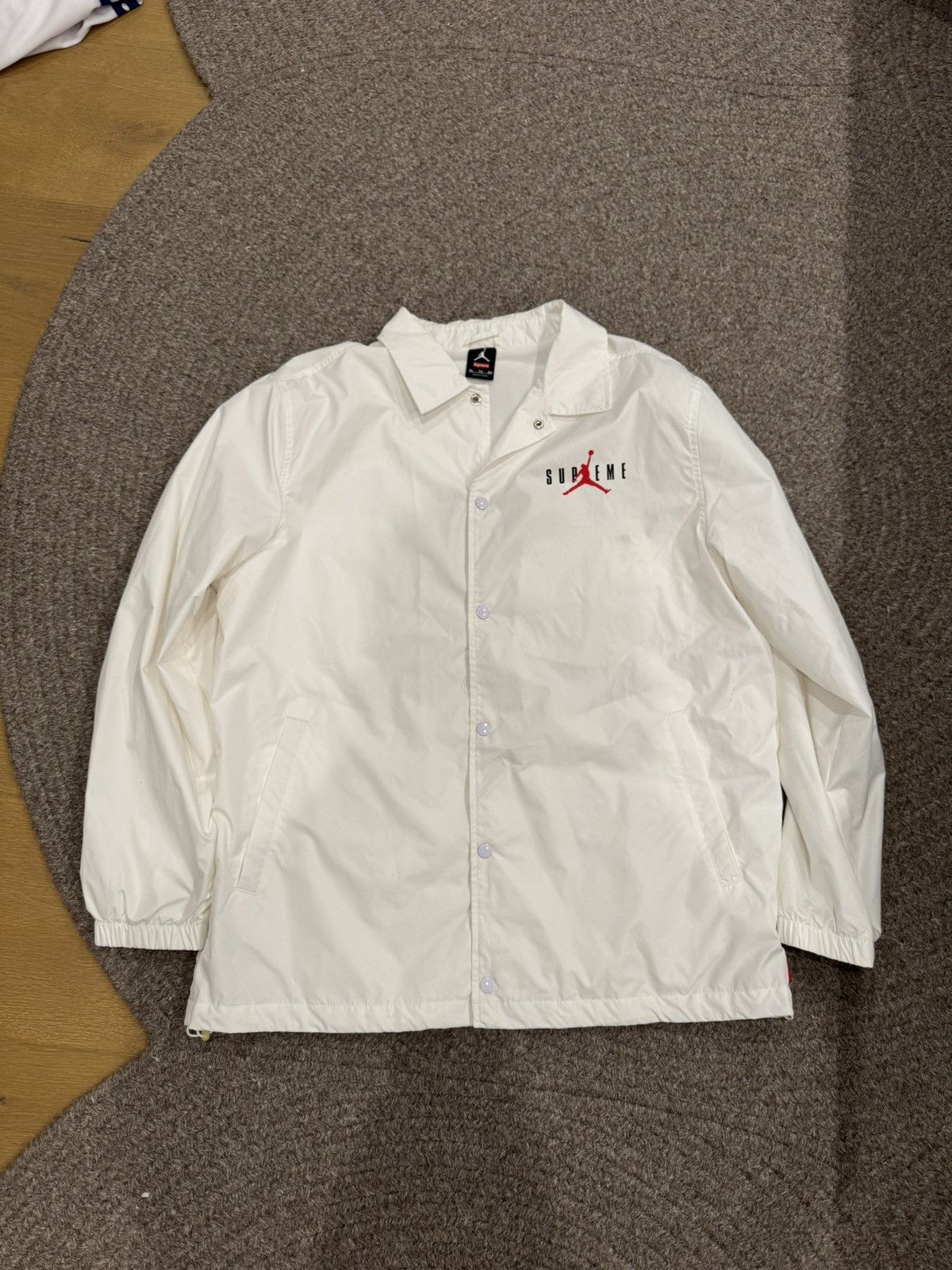 Supreme x Jordan Coaches Jacket FW15 White
