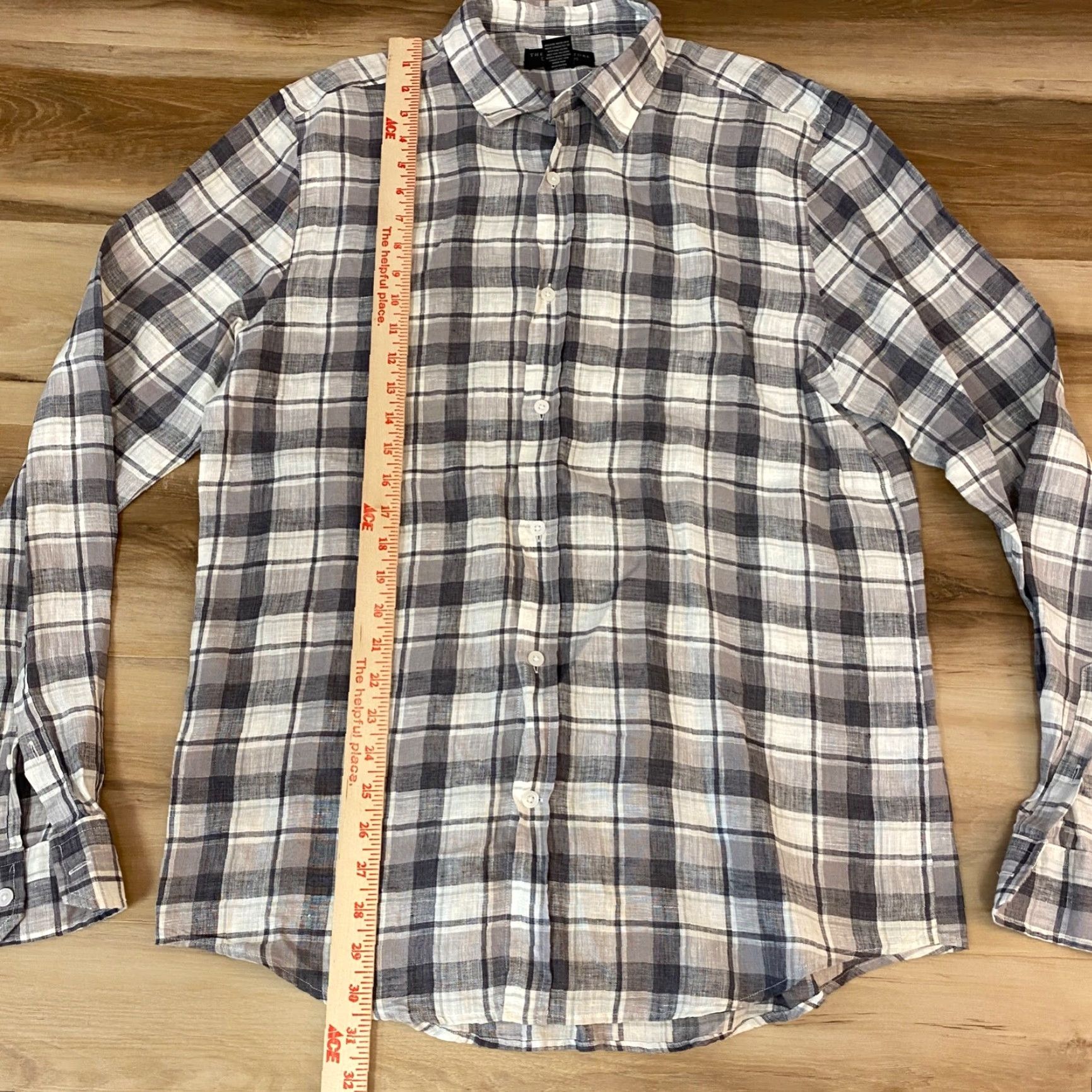 Bloomingdale's Bloomingdale's Shirt Mens Large 100% Linen Gray Plaid Long Sleeve Button Up Size US L / EU 52-54 / 3 - 4 Thumbnail