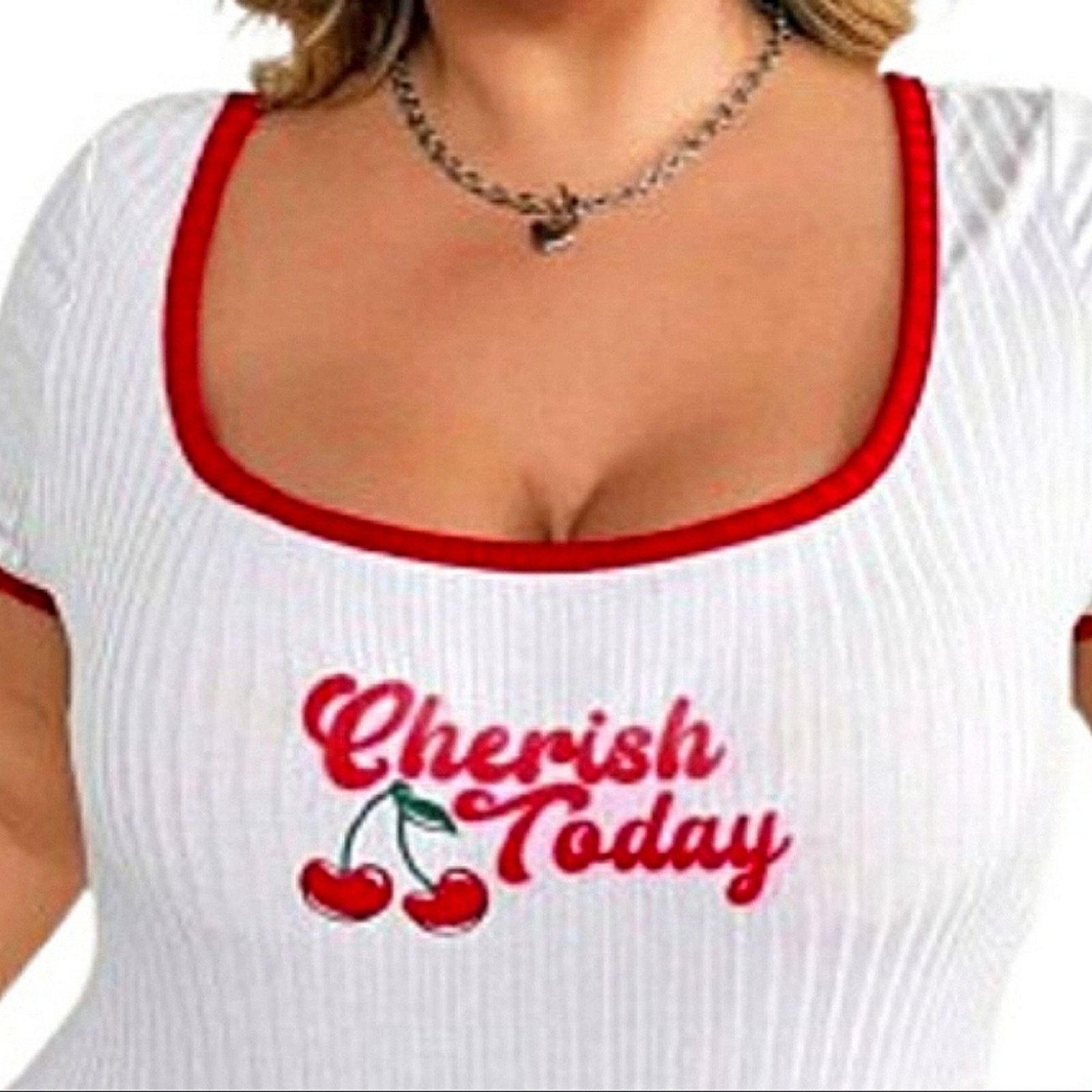 Shein CHERISH TODAY ☆ WHITE ☆ RIBBED KNIT ☆ BODYSUIT ☆ 5x ☆ NWT Size 4XL / US 24-26 - 3 Thumbnail