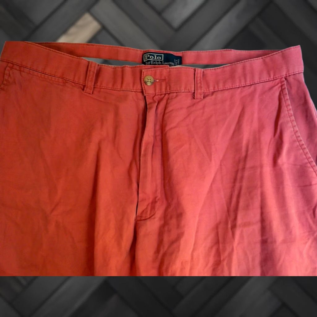 Polo Ralph Lauren VINTAGE Polo Ralph Lauren Shorts Salmon 36" Flat Front 100% Cotton Men Size US M / EU 48-50 / 2 - 1 Thumbnail