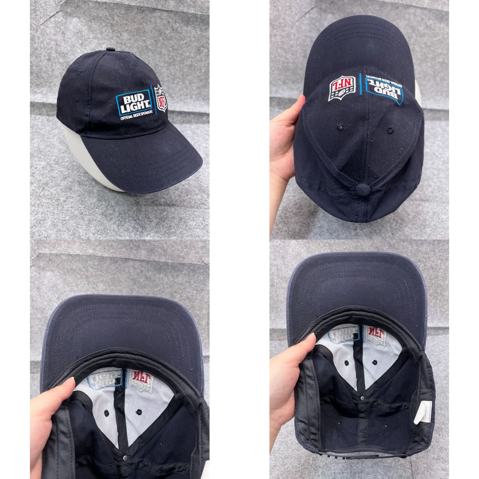 Budweiser Budweiser NFL Sponsor Hat Cap Snap Back Adult Blue White Bud Light Vendor Unifor Hat Cap Navy Blue White Vintage No N/A Size ONE SIZE - 8 Thumbnail