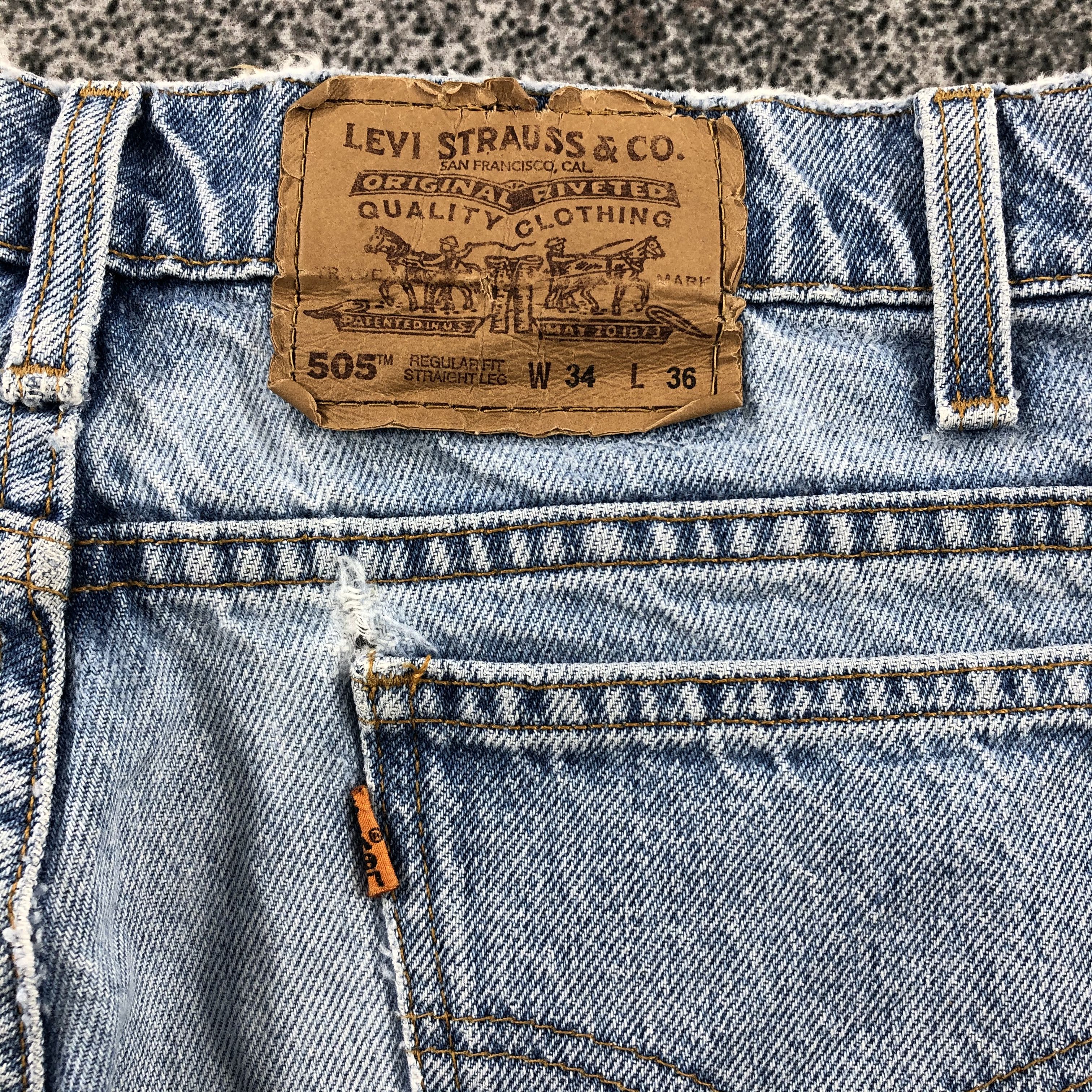 Levi's Vintage 90s Levis 505 Jeans Faded Blue Denim KJ619 Size US 34 / EU 50 - 5 Thumbnail