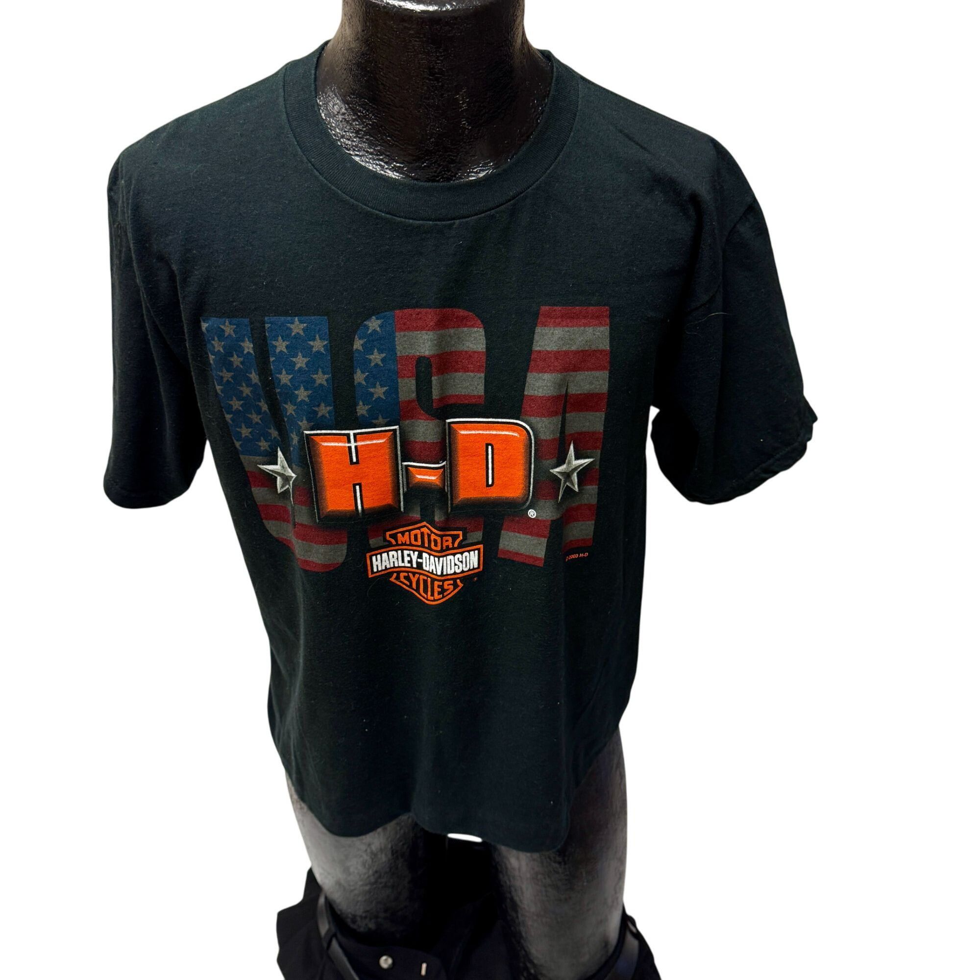 Harley Davidson Vtg USA H-D Flag Motorcycle Biker Motor FLAMES T Shirt Size US L / EU 52-54 / 3 - 4 Thumbnail