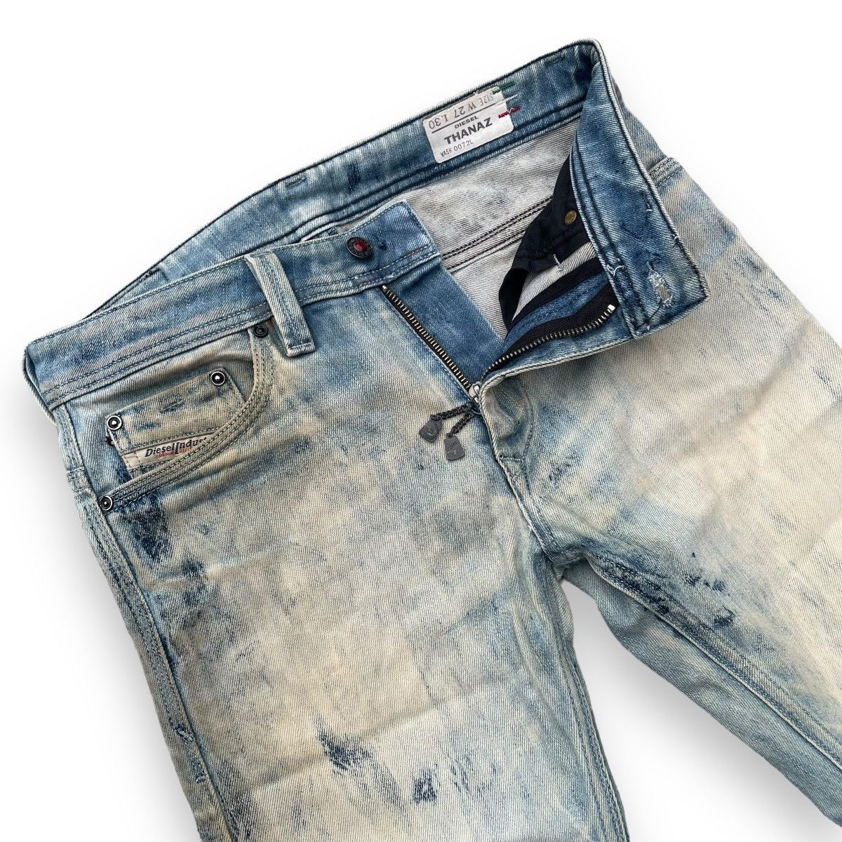 Diesel DIESEL COW LEATHER ACID WASH DISTRESSED DENIM PANTS Size US 30 / EU 46 - 3 Thumbnail