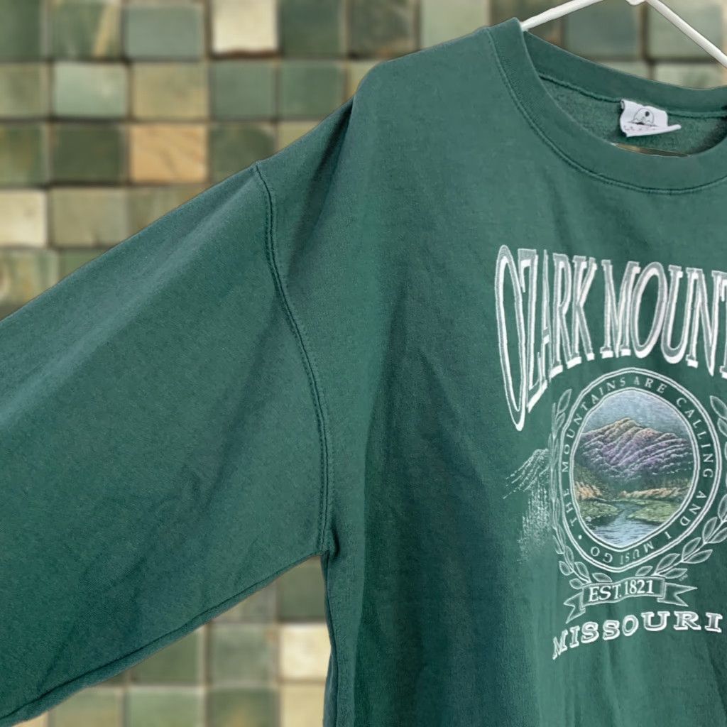 Vintage VINTAGE Prairie Mountain Shirt Adults XL Green Nature 90s Missouri Ozark Mountains Graphic Print Crew Neck Cotton Blend All Seasons Men Size US XL / EU 56 / 4 - 1 Thumbnail