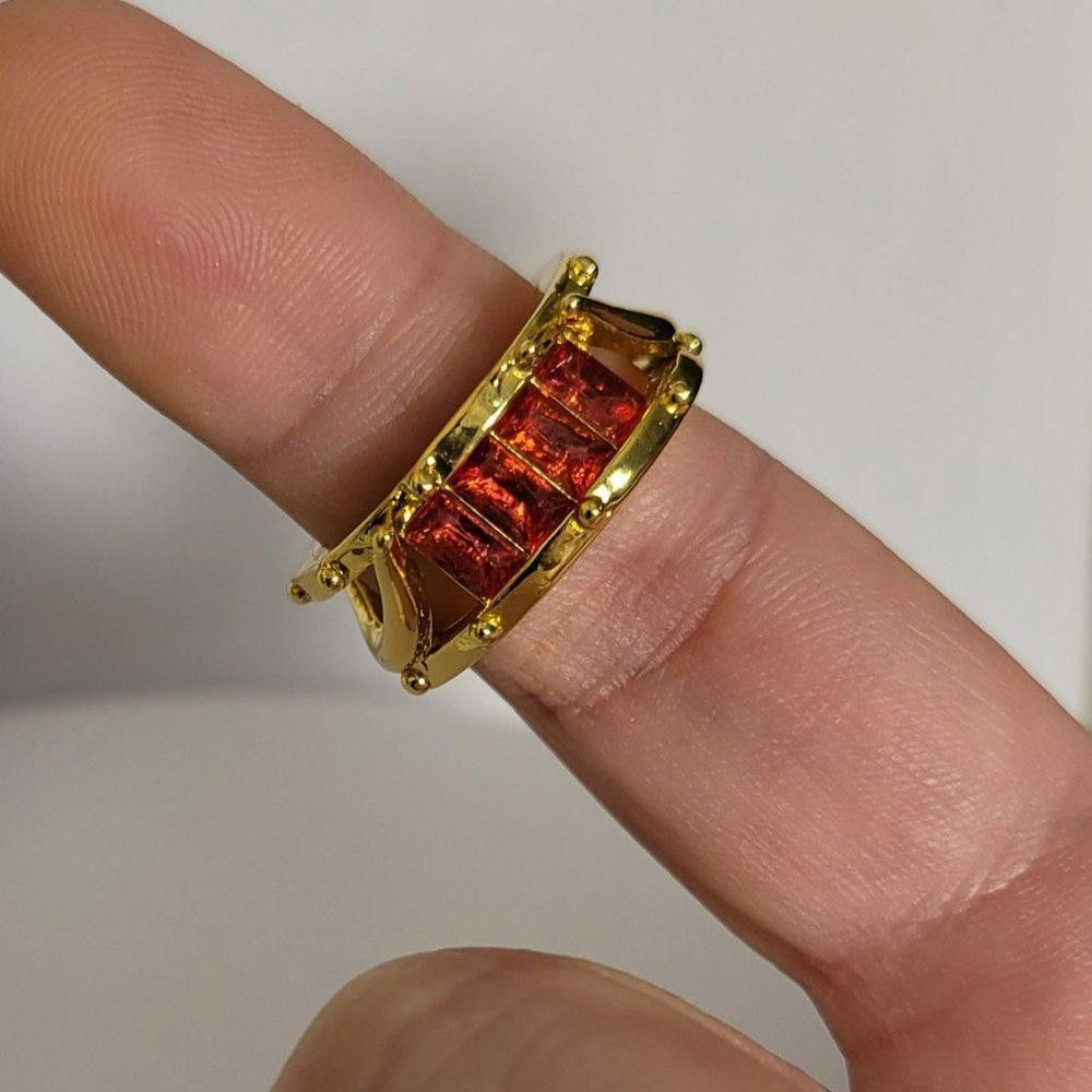 Designer Modern 2.0 Carat Ruby Red Gold Channel Cluster Ring - Size 7 Size ONE SIZE - 6 Thumbnail