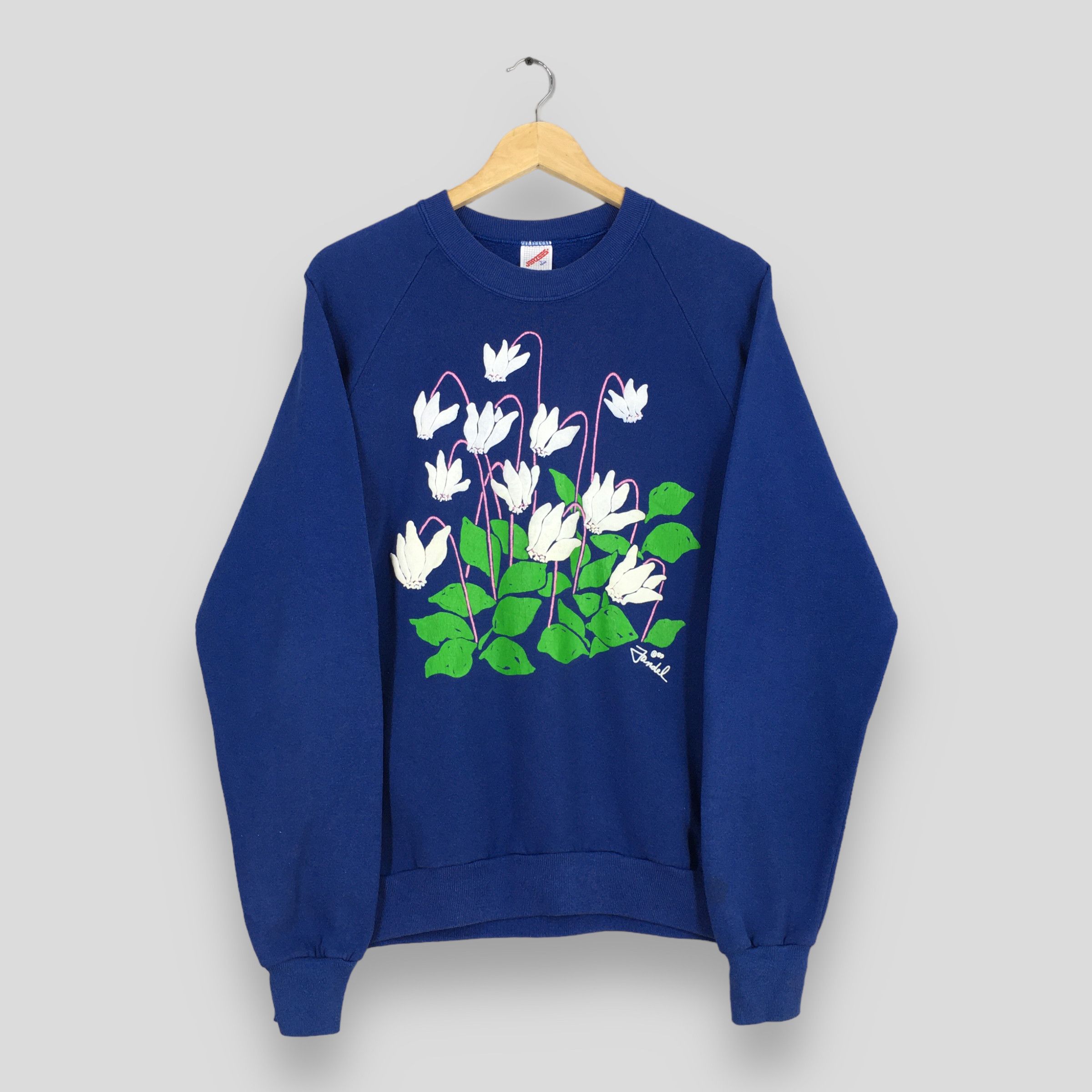 Vintage 90s Pop Art Floral Sweatshirt Women Large