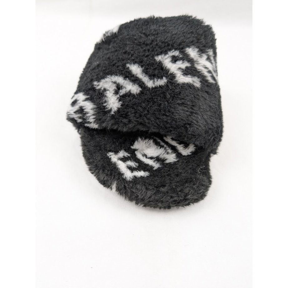 Balenciaga o1rshd1 Q:3 / Allover Logo Furry Slide in Black/White Size US 8 / EU 41 - 5 Thumbnail
