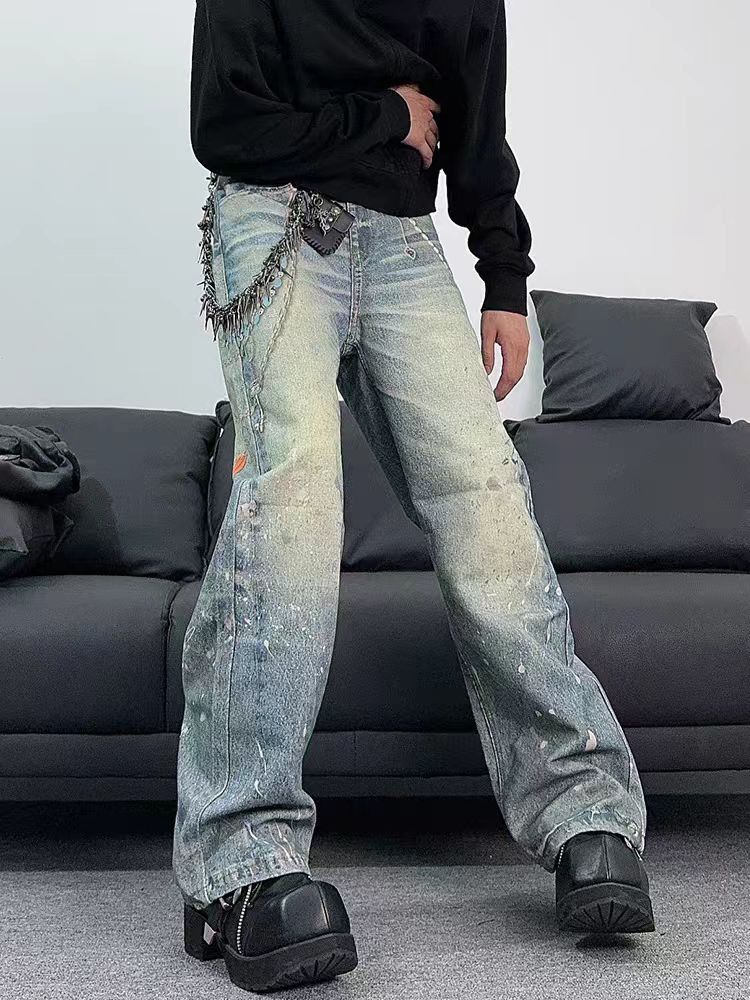 Japanese Brand × Jean Street wash baggy straight leg jeans Size US 32 / EU 48 - 4 Thumbnail
