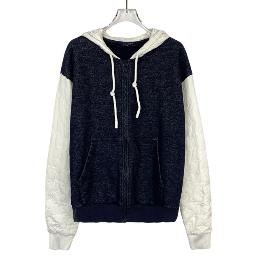 Louis Vuitton Louis Vuitton Blue & White Hooded Zip-Up Sweatshirt XL Size US XL / EU 56 / 4 - 1 Thumbnail