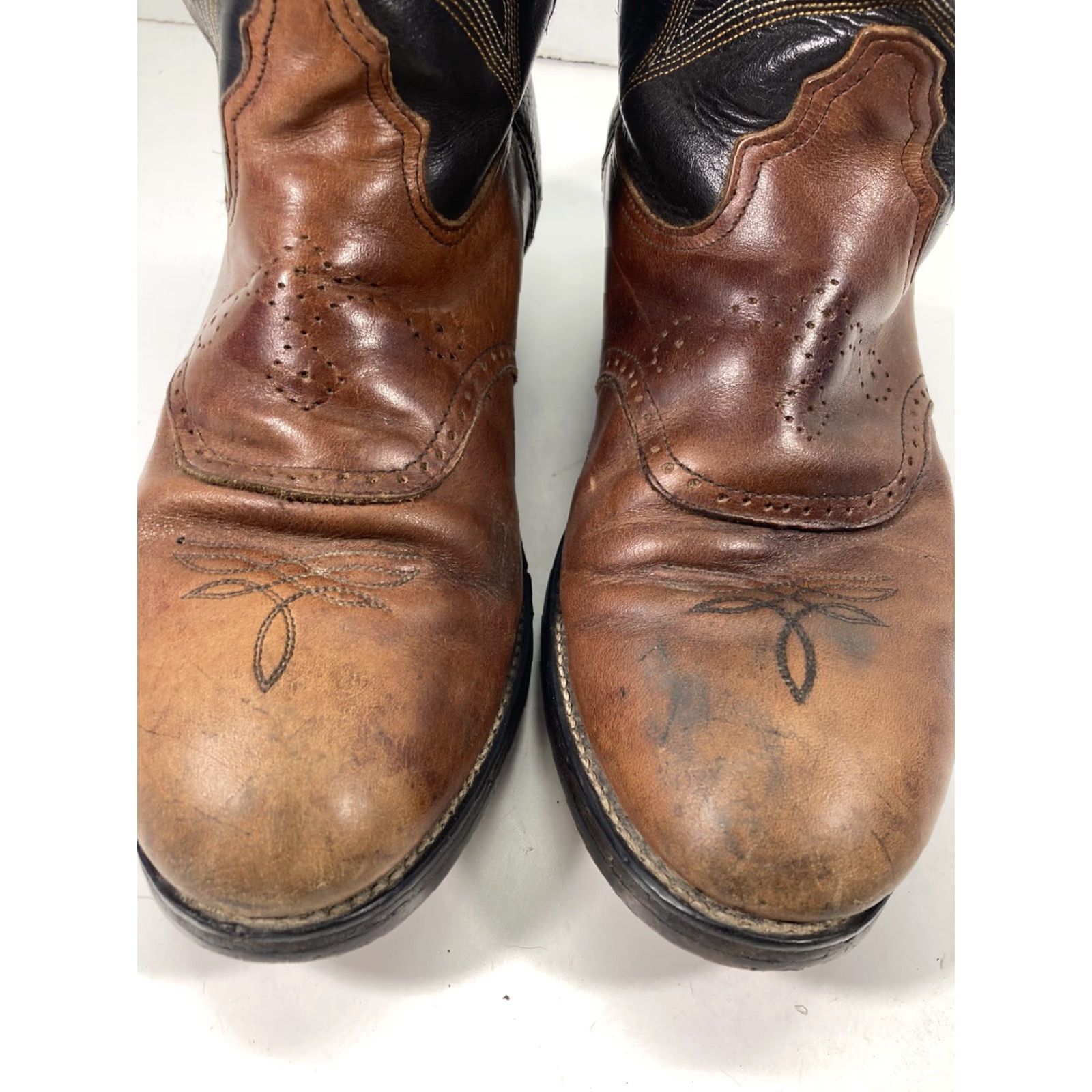 Durango Durango Buckaroo Boots Men Size 11 D Two Tone Leather Western Style SW6405 14 In Brown Cowboy Western Leather Boots Mens Size US 11 / EU 44 - 3 Thumbnail