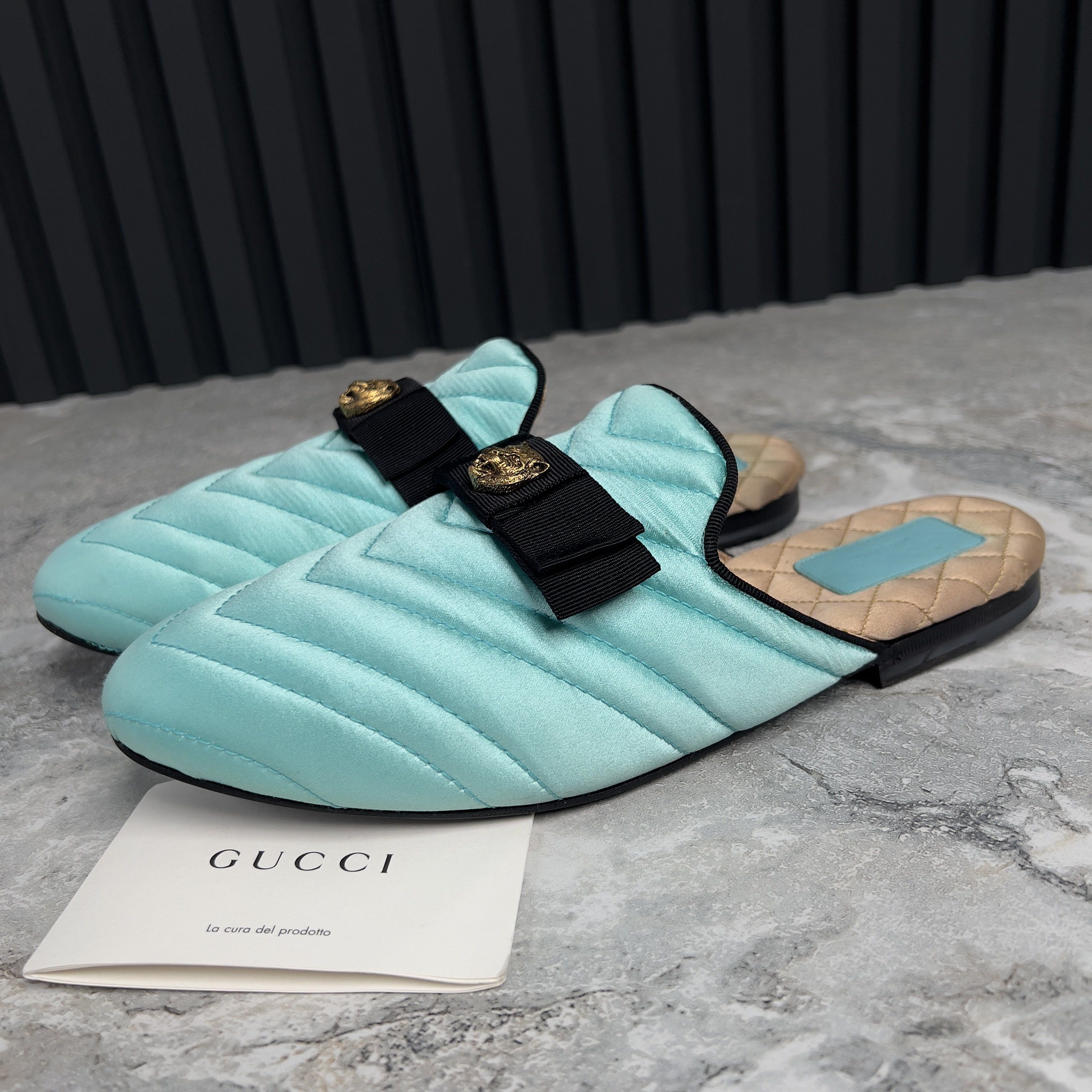 Gucci RARE GUCCI Tiger Buckle Mule Satin Embellished Flat Size US 7 / IT 37 - 1 Thumbnail