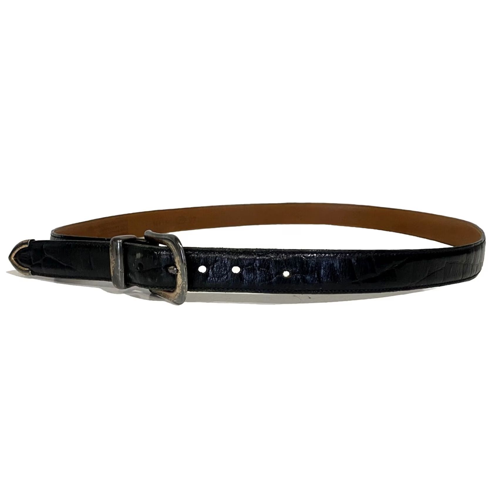 Vintage Trafalgar Belt Black Leather Croc Texture Size 40 Mens Okeechobee Brahman Size 40 - 5 Thumbnail