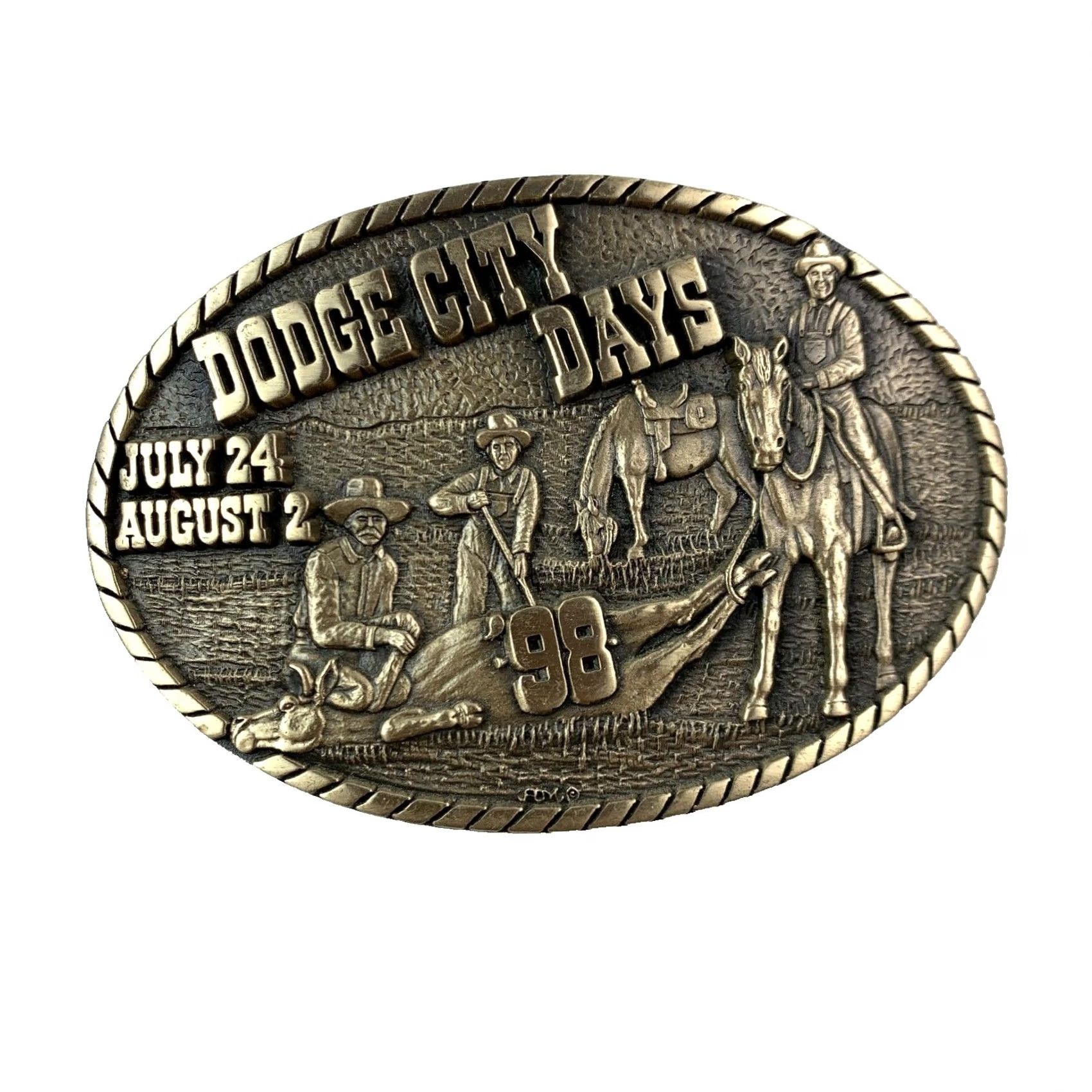Vintage VINTAGE Dodge City Days 1998 Brass Belt Buckle 321/500 Limited Edition Cowboys & Western Brass Adult Unisex Bronze 80s Gift Size ONE SIZE - 2 Thumbnail