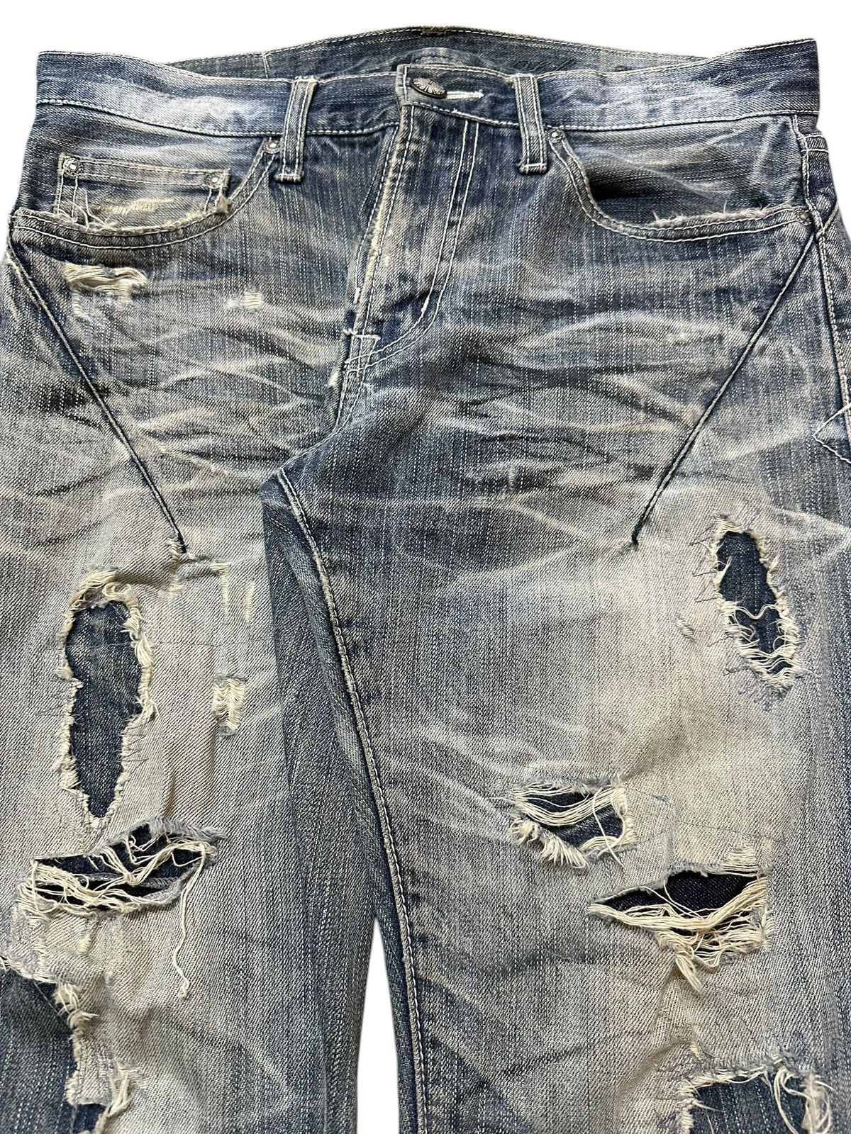 If Six Was Nine Vintage Japanese Brand Blue Faded Distressed Loose Jeans Size US 32 / EU 48 - 4 Thumbnail