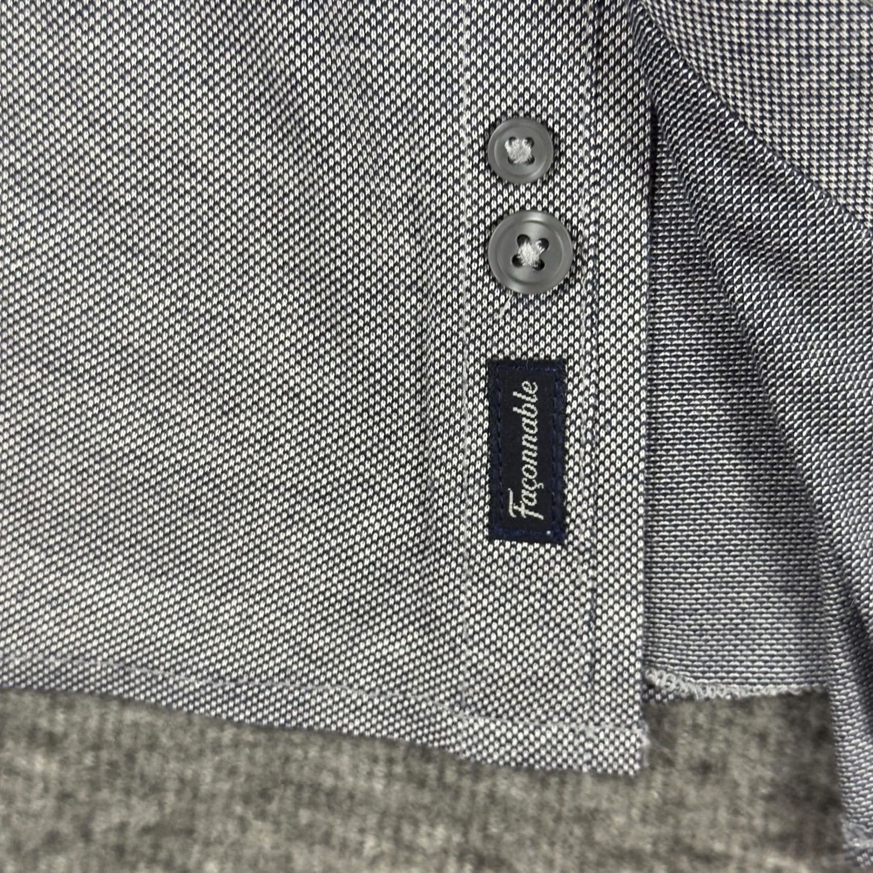Faconnable Faconnable Shirt Mens 2XL Gray Long Sleeve Button Down Cotton Panama Weave Club Size US XXL / EU 58 / 5 - 4 Thumbnail