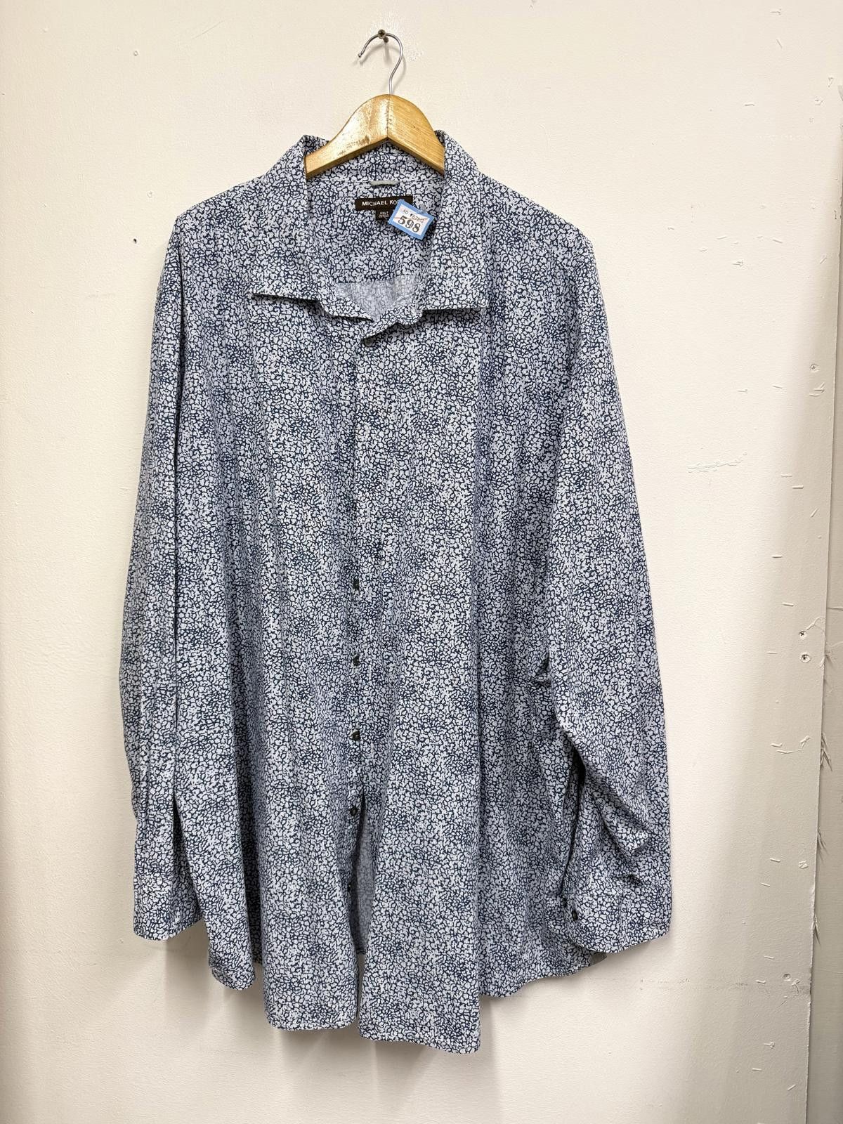 Michael Kors Michael Kors Blue and White Patterned Long Sleeve Shirt 4XLT Size US XXL / EU 58 / 5 - 1 Thumbnail