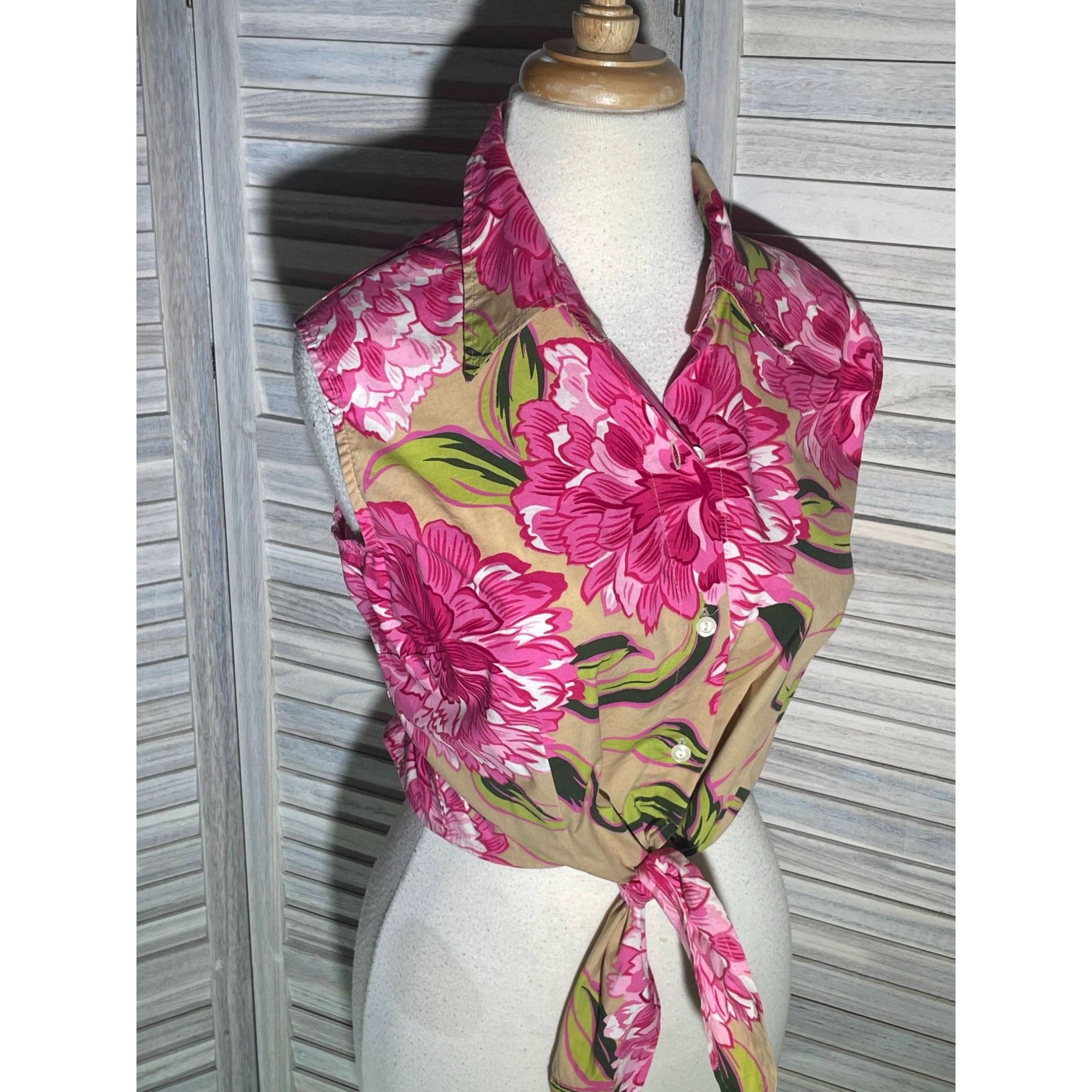 Other NY&Co Lg Tropical Tie Front Top Size L / US 10 / IT 46 - 8 Thumbnail