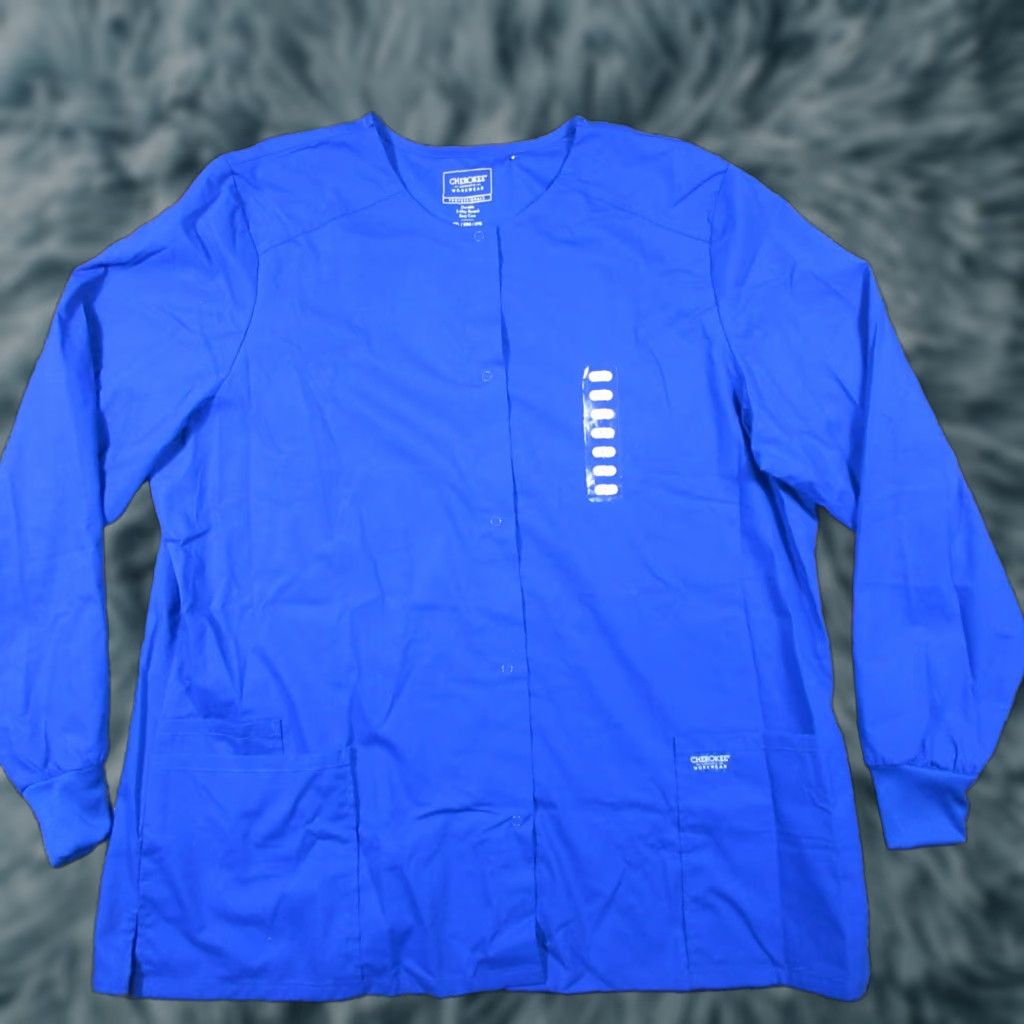 Cherokee VINTAGE Cherokee Snap Front Scub Top Unisex 2XL Royal Blue Long Sleeve Stretch NEW NWT Size US XXL / EU 58 / 5 - 1 Thumbnail