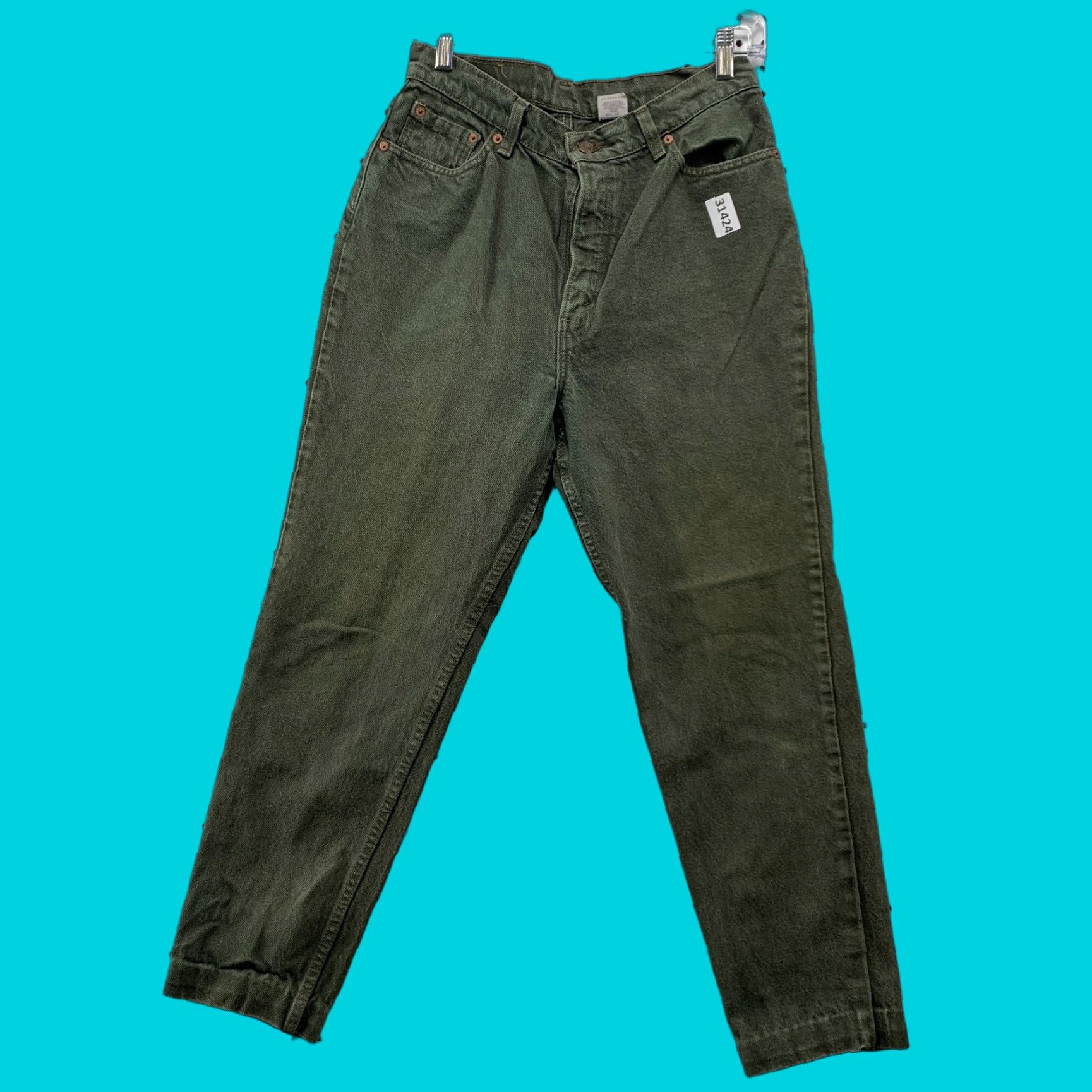 Levi's VINTAGE Levi's 513 Denim Jeans Womens Size 13 Olive Green Made USA Levis 513 Jeans 30x27 Size 34" / US 12 / IT 48 - 1 Thumbnail