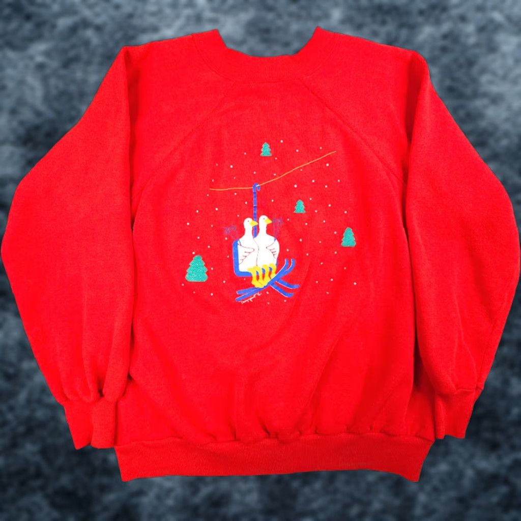 Vintage VINTAGE Ski Geese Sweatshirt Mens Size Small Red 80s Ski Lift Made In USA Size US S / EU 44-46 / 1 - 1 Thumbnail