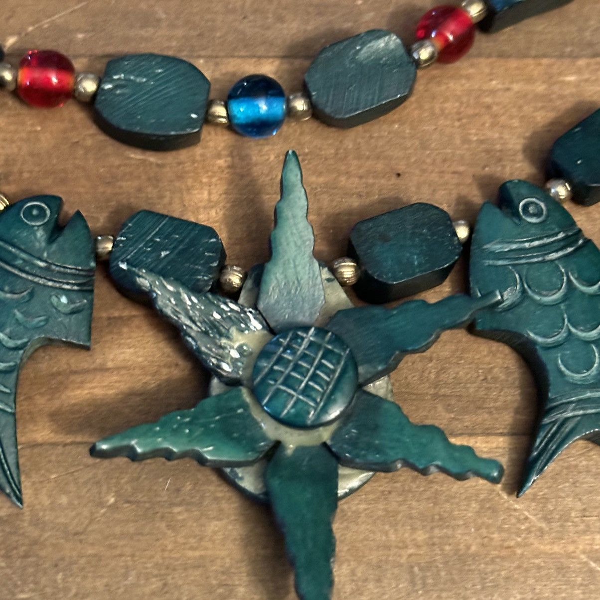 Vintage Vintage wooden layered dangling fish necklace Size ONE SIZE - 3 Thumbnail