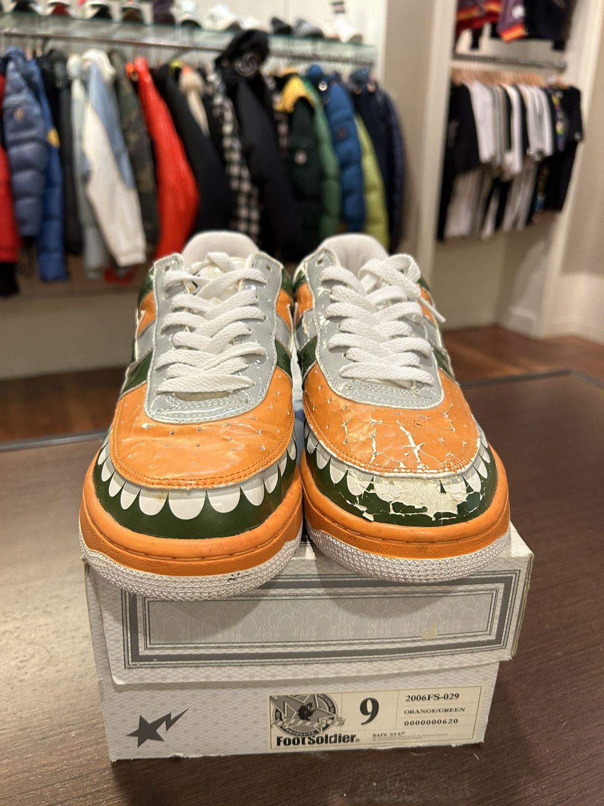 Bape × Kaws Bapesta Kaws Chomper Orange/Olive Size US 9 / EU 42 - 3 Thumbnail