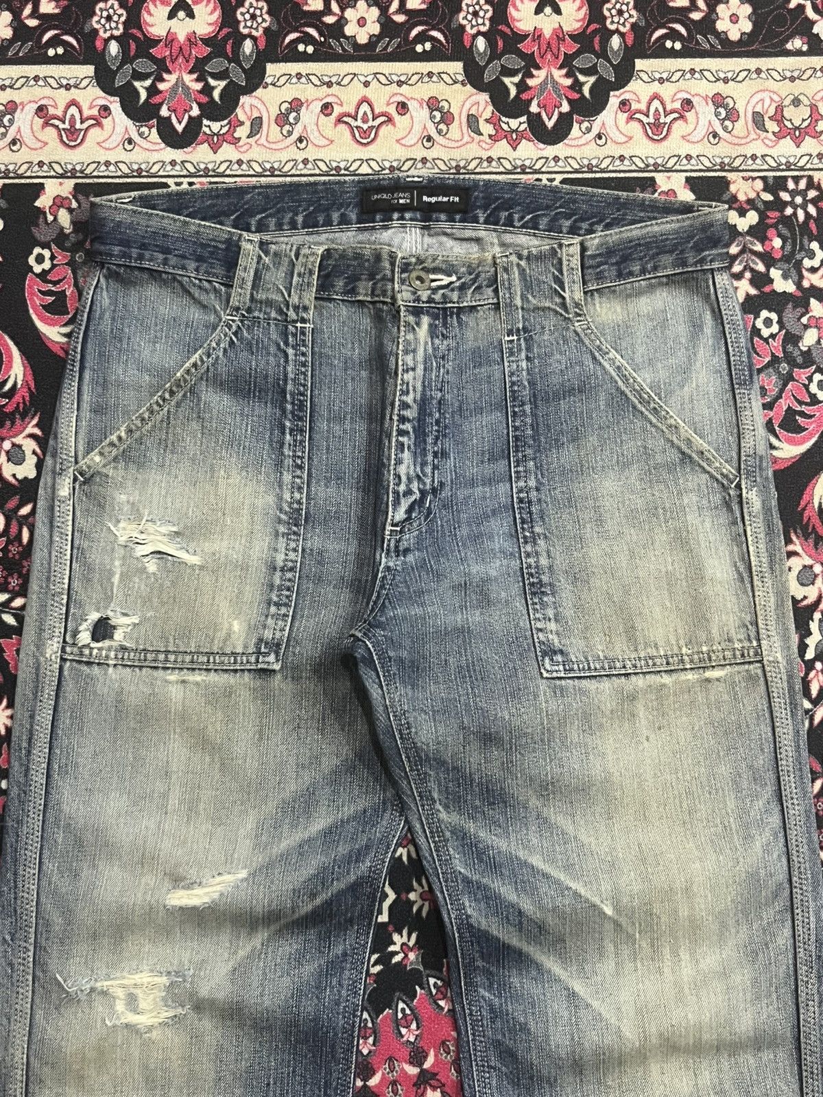 Undercover × Uniqlo Vintage Uniqlo Fatigue Distressed Regular Fit Blue Jeans Size US 34 / EU 50 - 4 Thumbnail